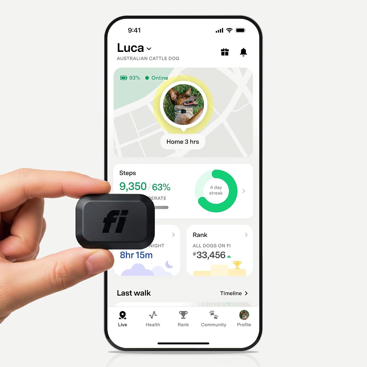 Fi Mini Attachable GPS + Health Tracker for Dogs, 6-Month Membership