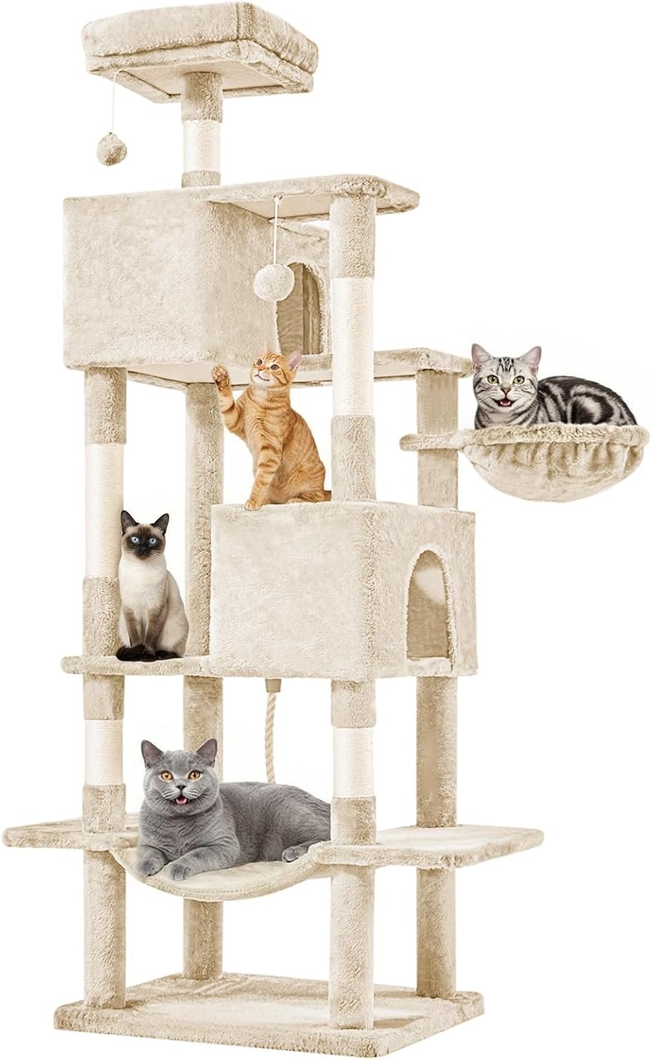 DUMOS Large 66 Inch Cat Tree Tower with Scratching Posts, Indoor Use