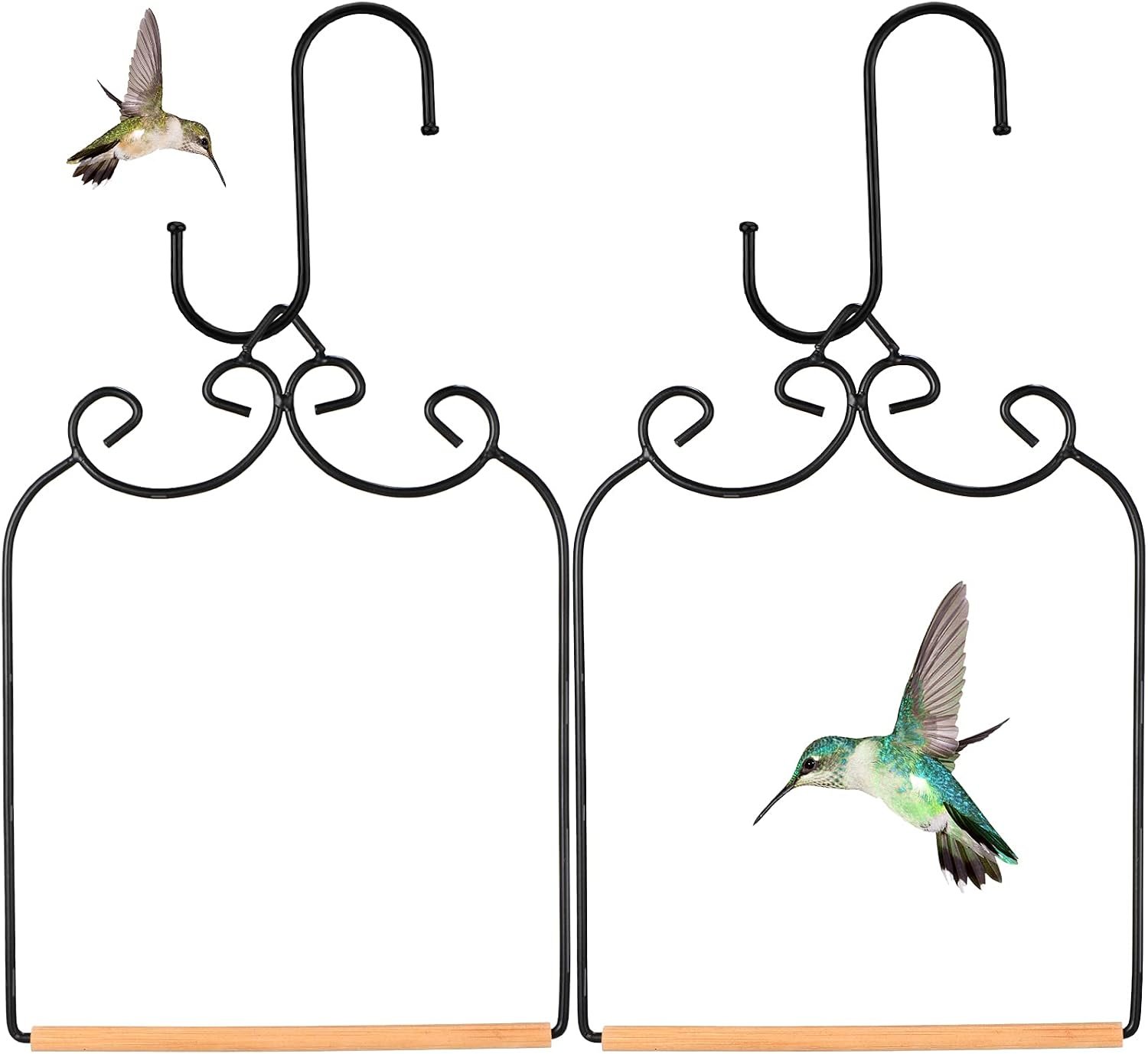 2 Sets Hummingbird Swing, Metal Frame with Wooden Dowel and S Hook