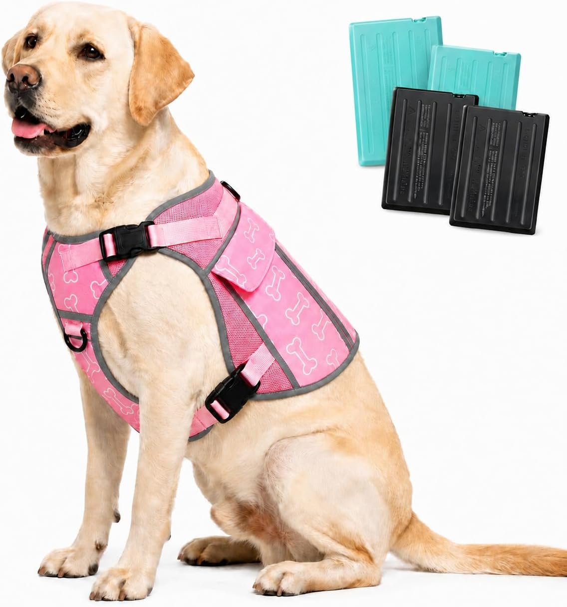 Cooling Dog Vest Harness with 4 Reusable Ice Packs, Helps Dog Heat Relief
