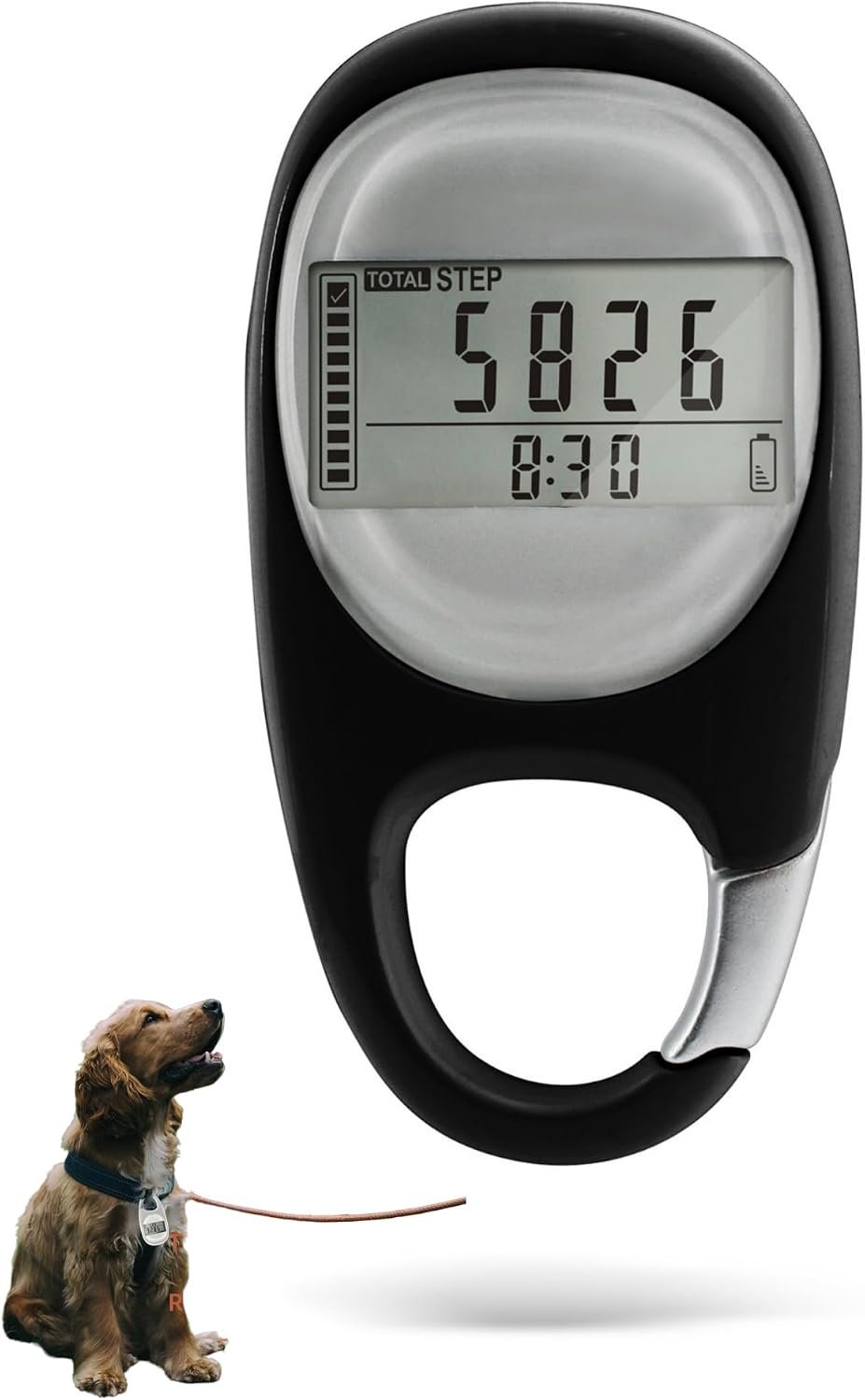3D Pedometer for Walking Steps Miles, Distance Tracking, Calorie Count, and Activity Time, Step Counter Took on The Treadmil, Accurate Step Tracker with Carabiner for Men Women Seniors Pet