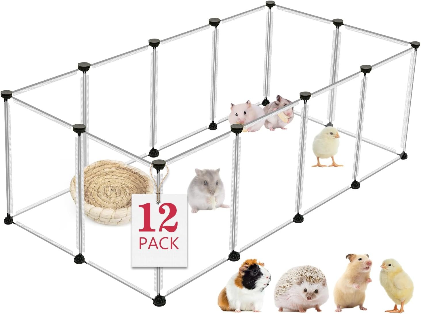 VISCOO 12 Panels Small Animals Playpen,48″x24″x16″ Portable Pet Playpen