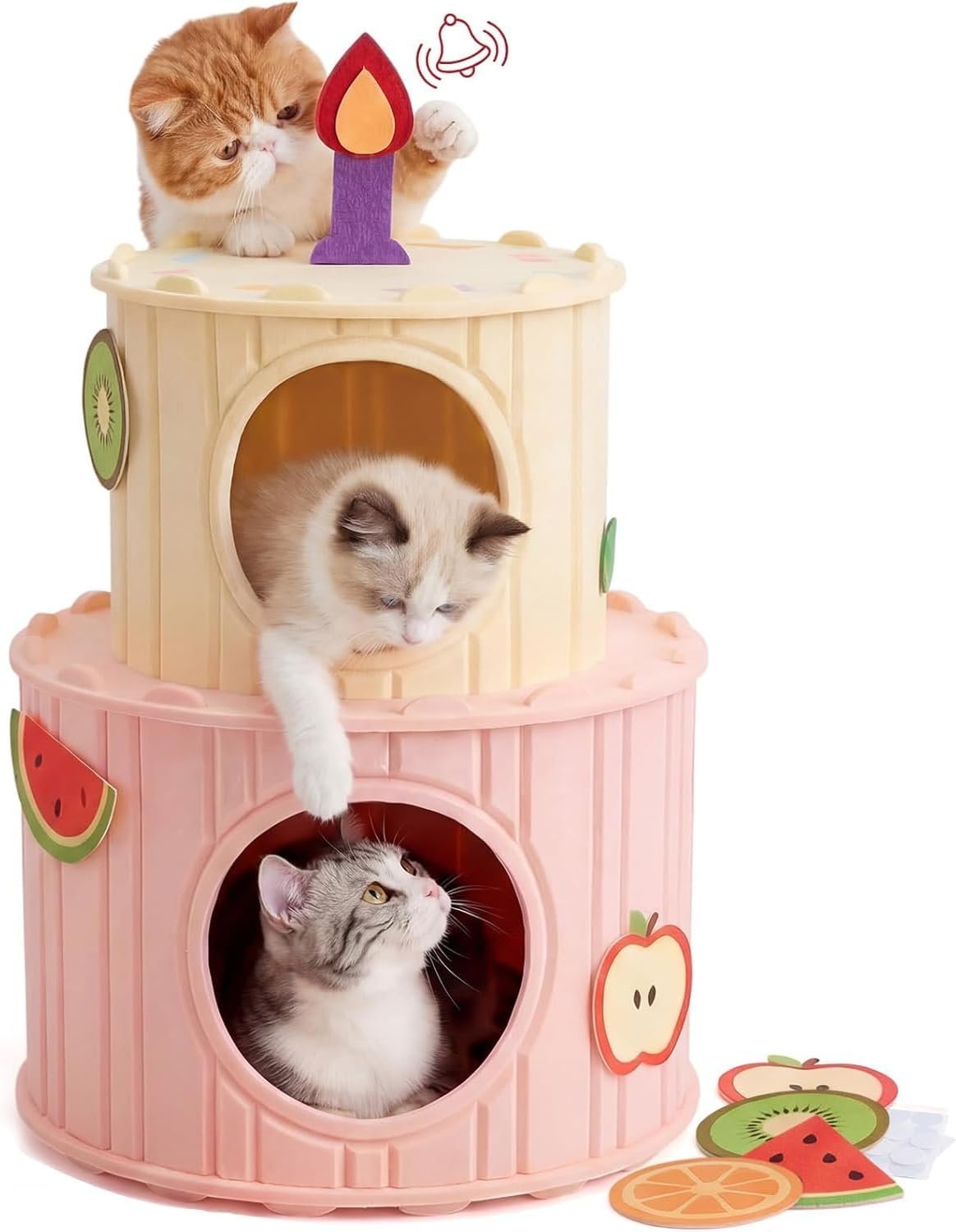 2-Story Cat House for Indoor Cats, Multi-Cat Felt Cat Condo