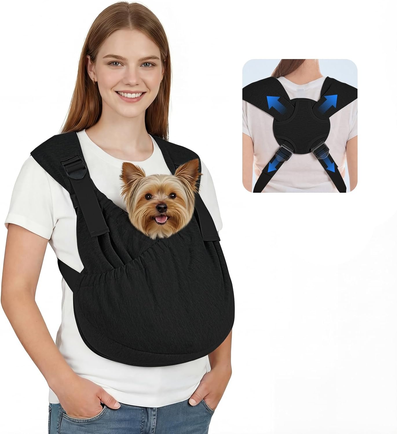 Supet Dog Sling Carrier for Pets, Adjustable Hands Free Front Chest Pouch