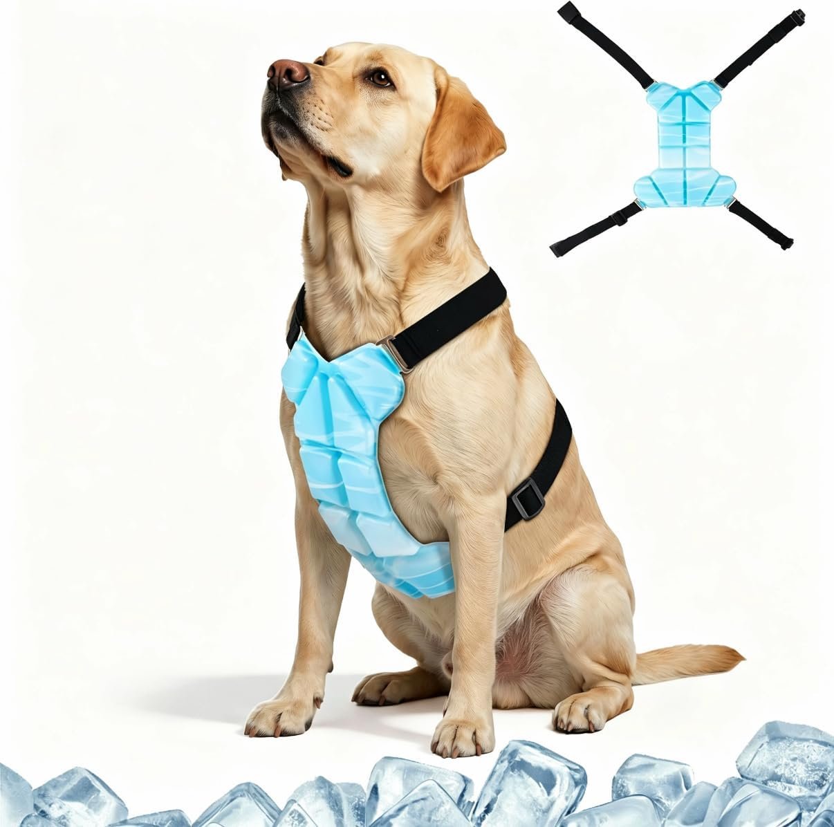 Cooling Vest, 30% Lighter Than Water Vests, Dry-Chill Lightweight Physical Gear (Prevents Over-Chilling), Adjustable Stretch Cords, dog cooling vest for Indoor Outdoor, Hot Weather, summer use(S)