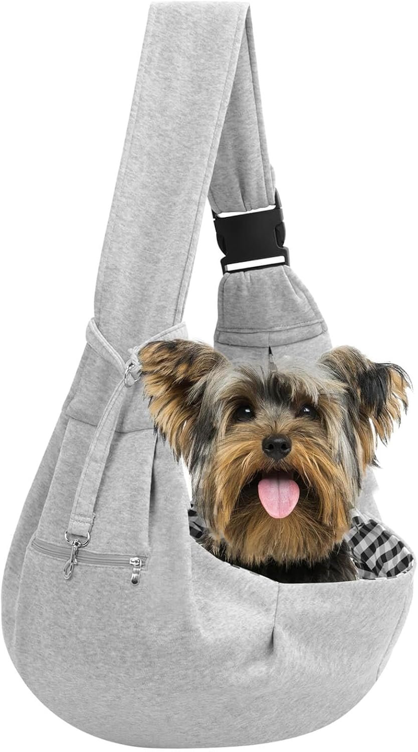 Adjustable Dog Sling Carrier with Pocket, Puppy Carrier for Small Dog & Cat