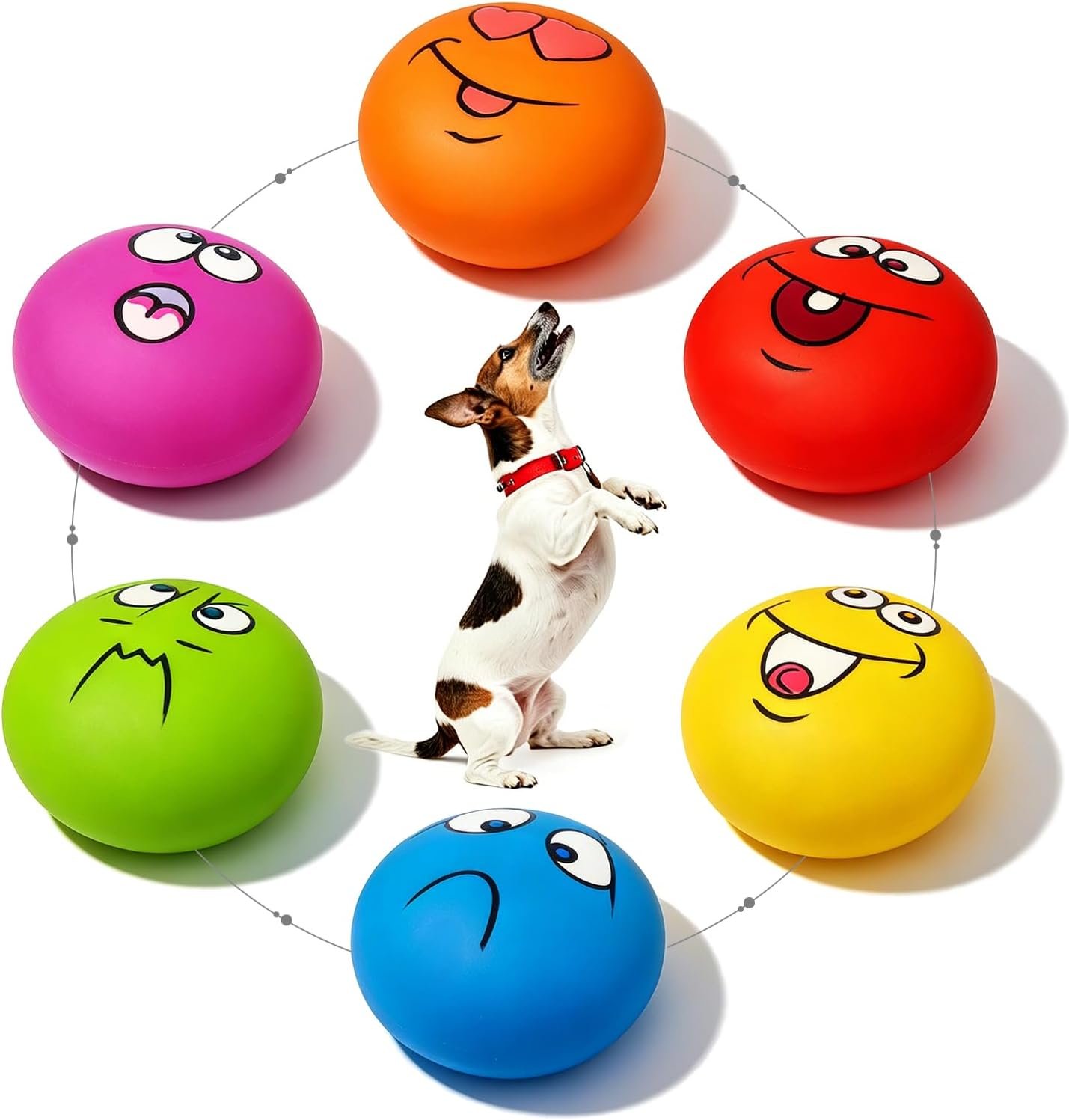 HOLYSTEED Latex Squeaky Dog Toys for Small Dogs, Mini Breed, 2.2″ Flat Ball