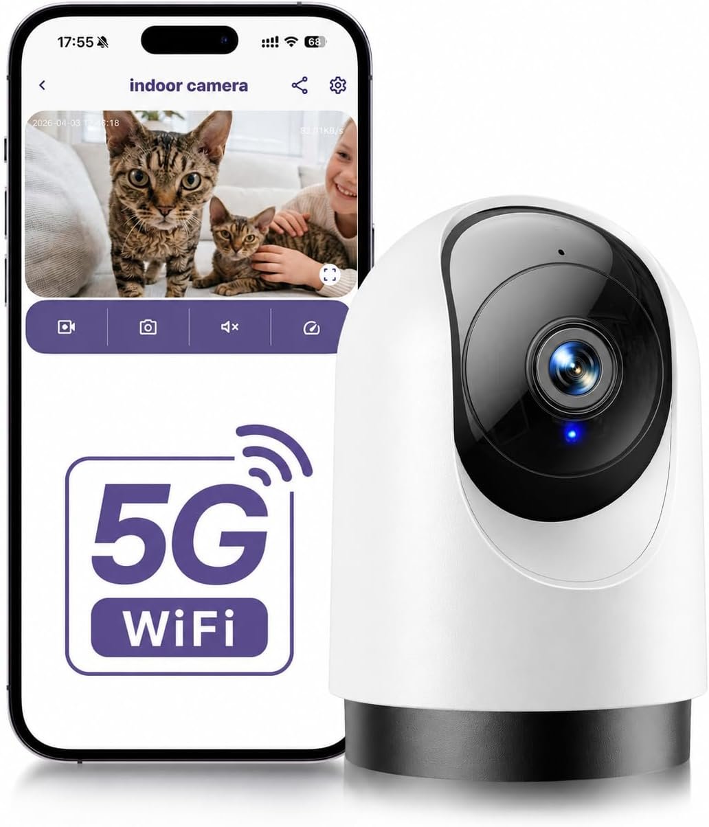 YOTON Indoor Security Camera, 2K 360° Wi-Fi Baby Monitor & Pet Camera w/Motion Tracking, 2-Way Audio, Night Vision, SD/Cloud, Compatible with Alexa & Google Home, 2.4/5GHz