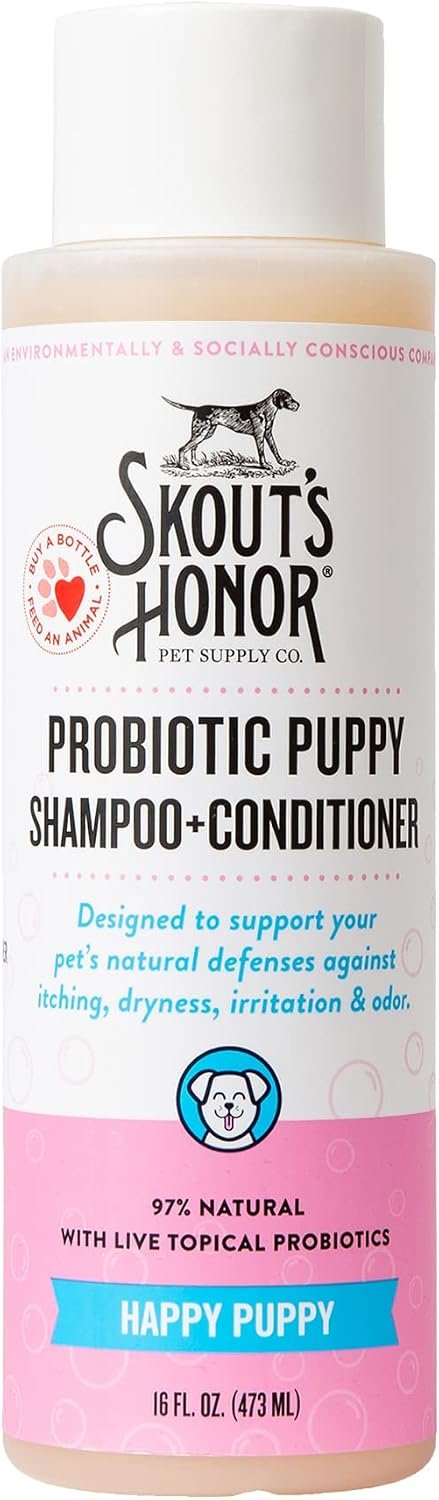 SKOUT’S HONOR Probiotic Puppy Shampoo and Conditioner – Happy Puppy, 16 oz