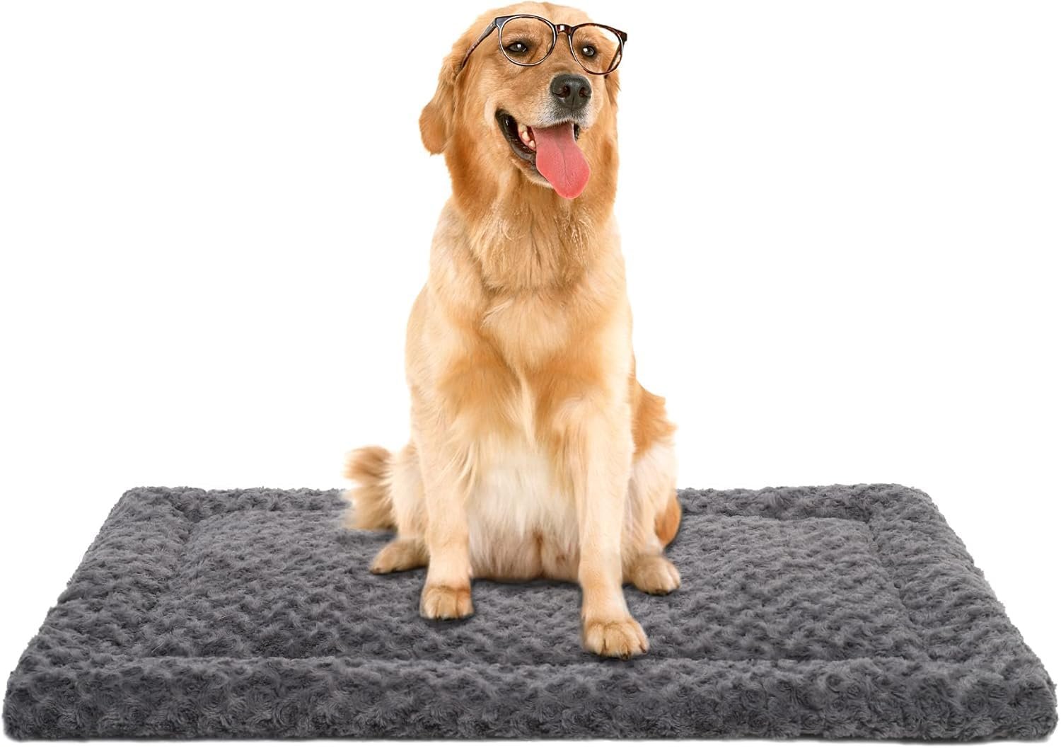 Exsnugy Washable Dog Bed Mat Large Size Fluffy Pet Crate Pad 42×28 XL