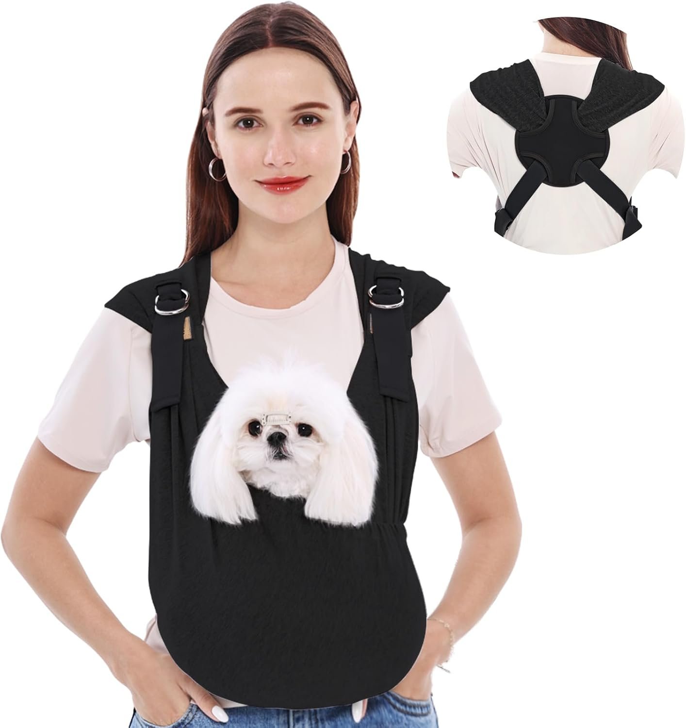 Supet Dog Sling Carrier for Small Pet, 95% Cotton Adjustable Front Backpack