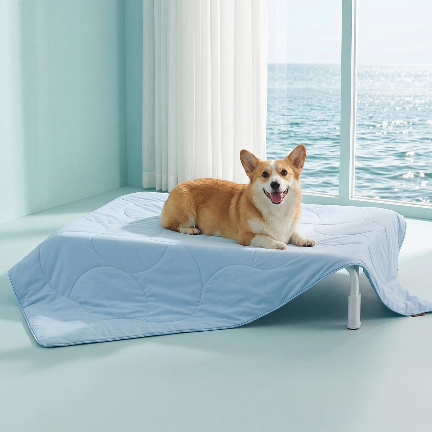 ZOMISIA Premium Cooling Blanket for Large Dogs – Q-MAX>0.5 Breathable Washable Dog Cooling Mat, Travel Soft Pet Summer Essentials, Blue, 40″x50″