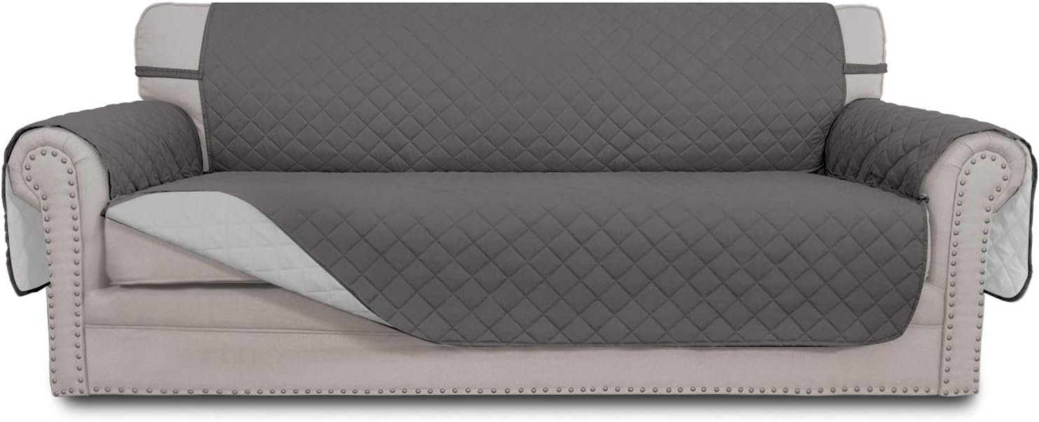 Easy-Going Reversible Couch Cover, 3 Cushion Sofa, Large, Gray/Light Gray