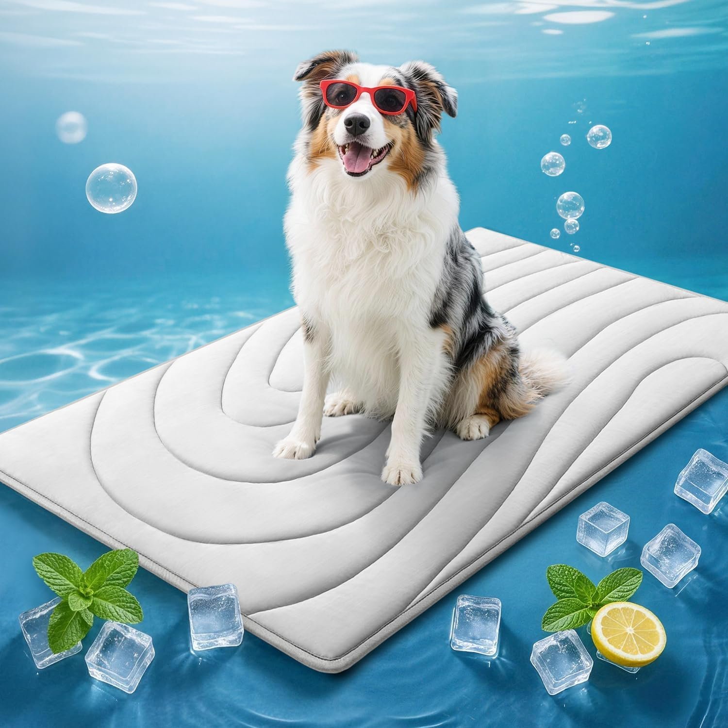 Cooling Mat for Dogs, 48″ x 28″ Self-Cooling Dog Bed with Arc-Chill Technology 3.0, Non-Slip Washable Pet Cooling Pad for Large Dogs, Indoor Outdoor Kennel Floor Use – Grey