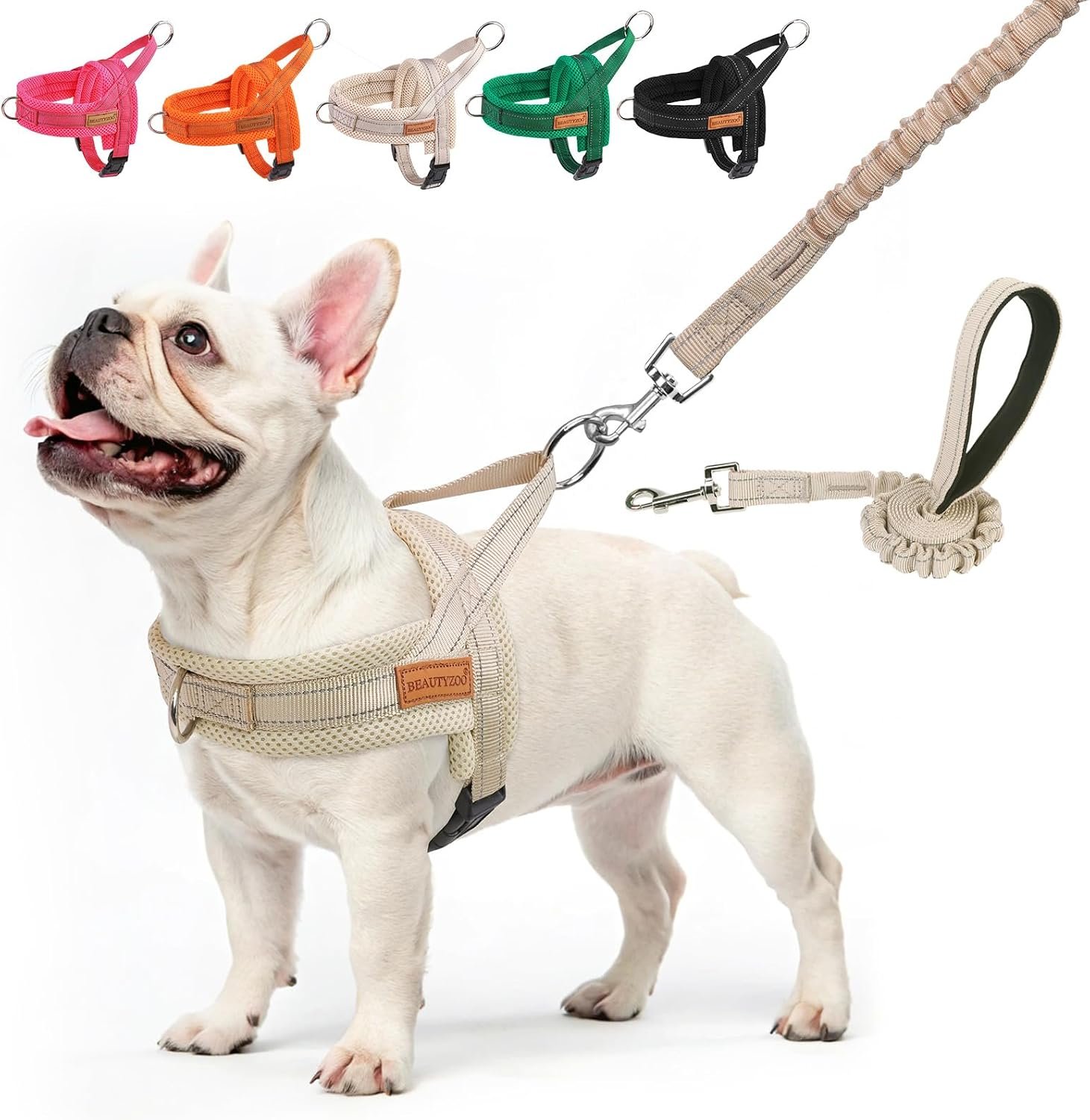 BEAUTYZOO Dog Harness Medium Sized and Leash Set, No Pull Step in Pet Vest