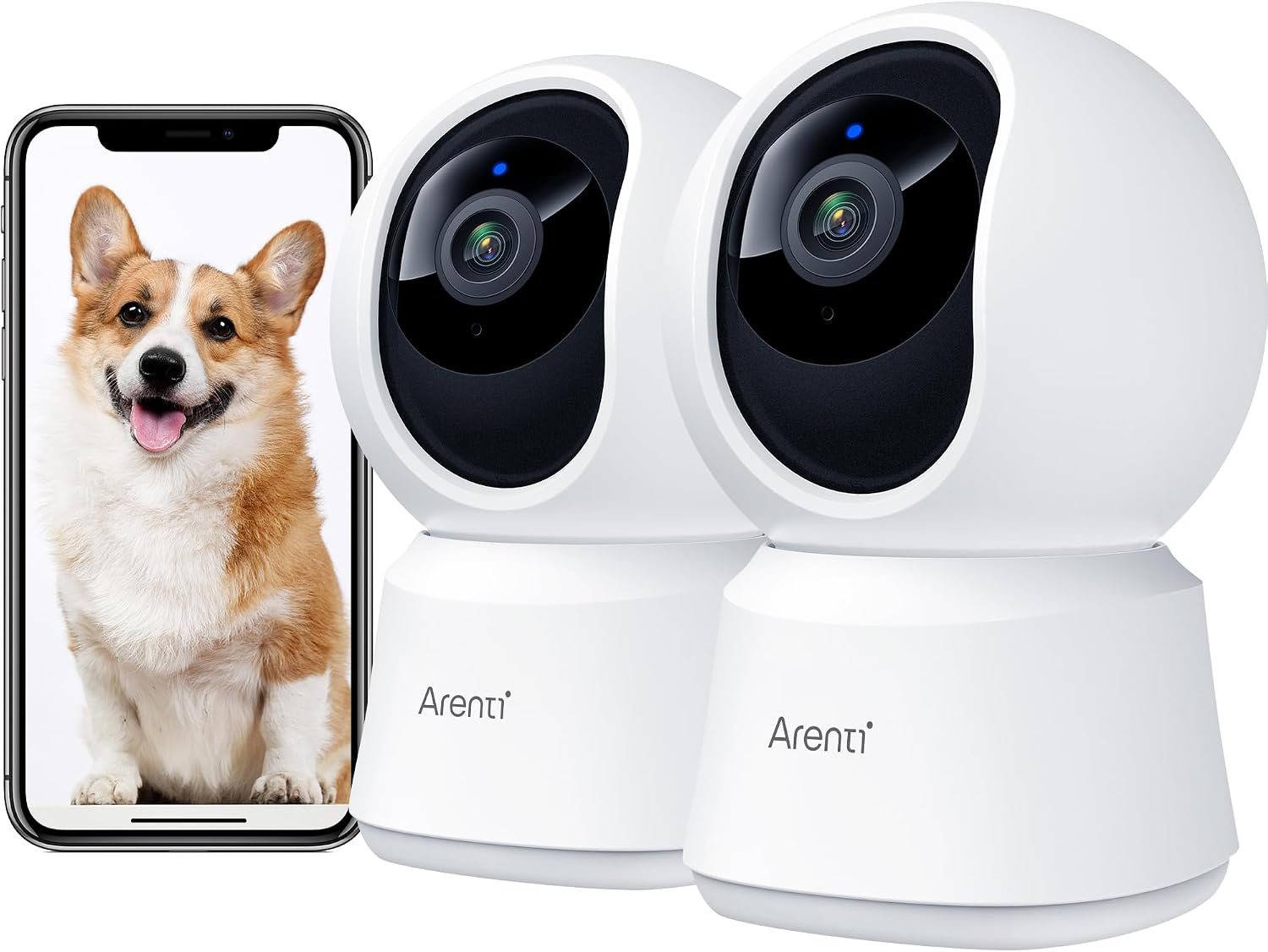 ARENTI 4MP Pet Camera P2Q 2PC, 5G WiFi 6 Indoor Security Cameras, Free App