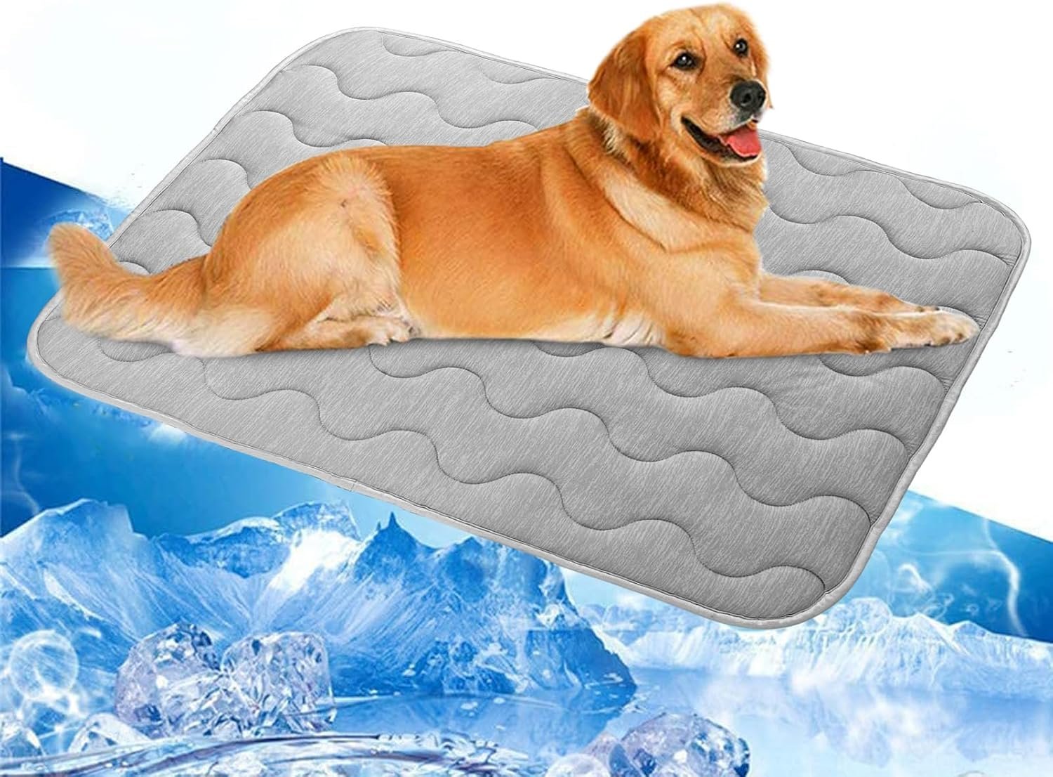 Extra Large Dog Cooling Mat,39.4”*27.6” Washable Cooling Pet Pad, Q-MAX>0.45,XL Portable Kennel Puppy Bed for Summer,Non Slip Sleeping Blanket Pet Pads (Grey,100L x 70W cm)