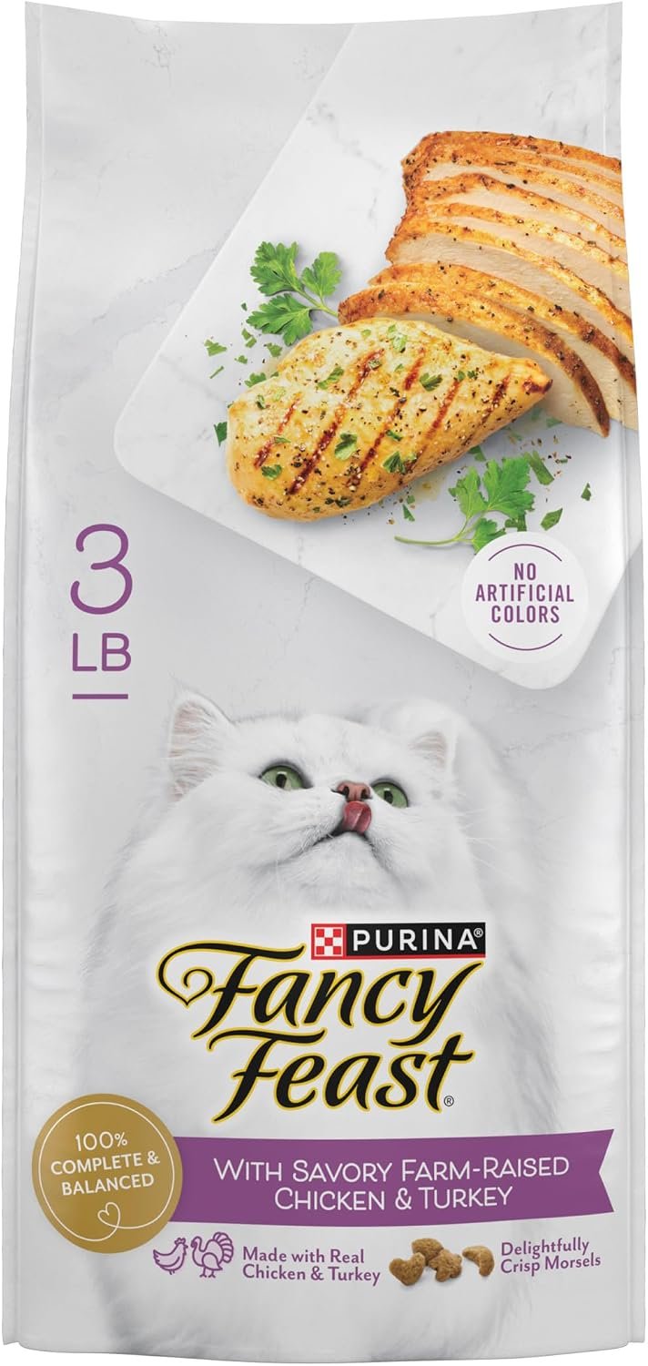 Purina Fancy Feast Dry Cat Food with Savory Farm-Raised Chicken and Turkey – 3 lb. Bag