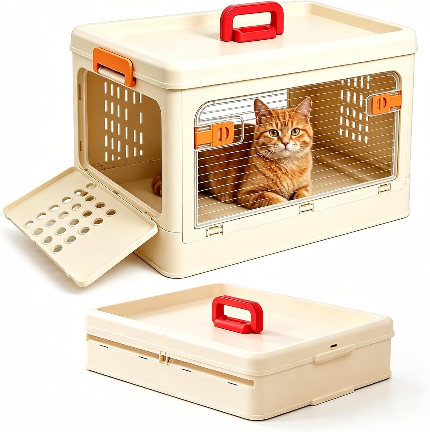 Pet Carrier for Cat & Dog,19-in Collapsible Cat Carrier Hard,Portable Crate