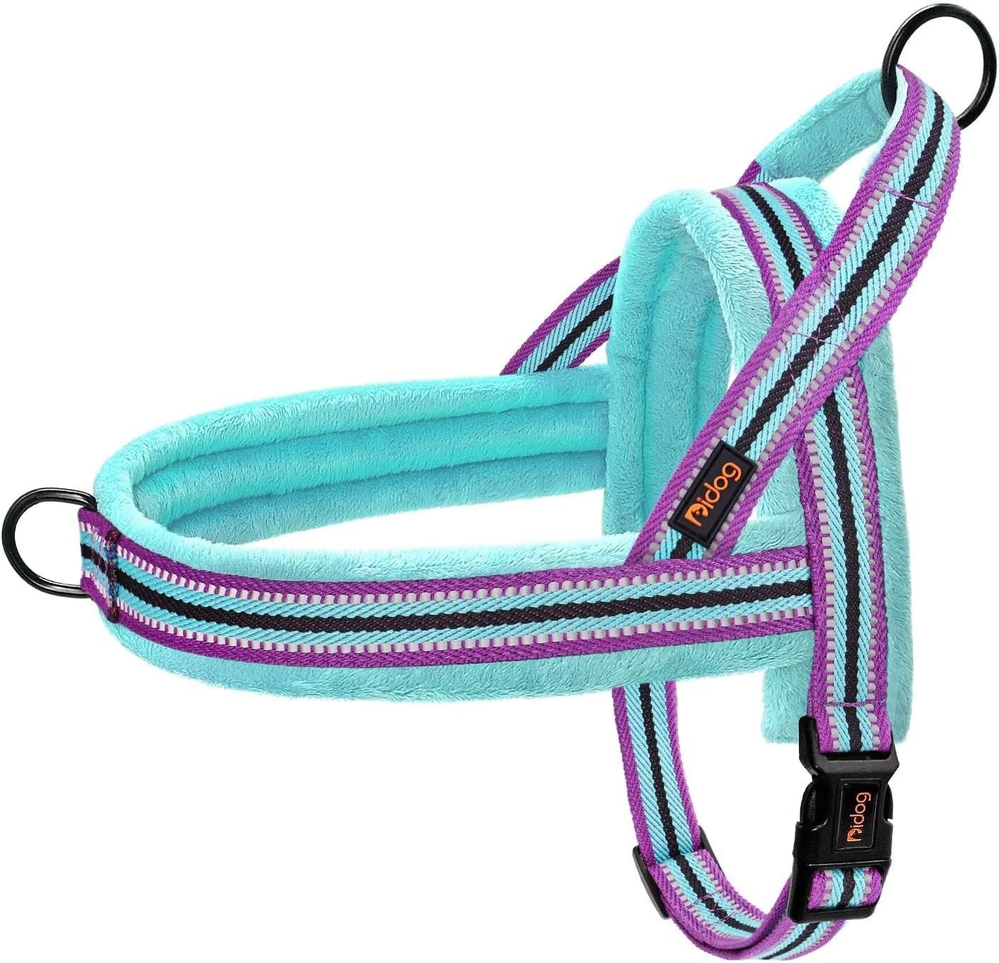 Didog No Pull Dog Harness for Small Dogs, Soft Flannel Padded,Mixed-Blue,XS