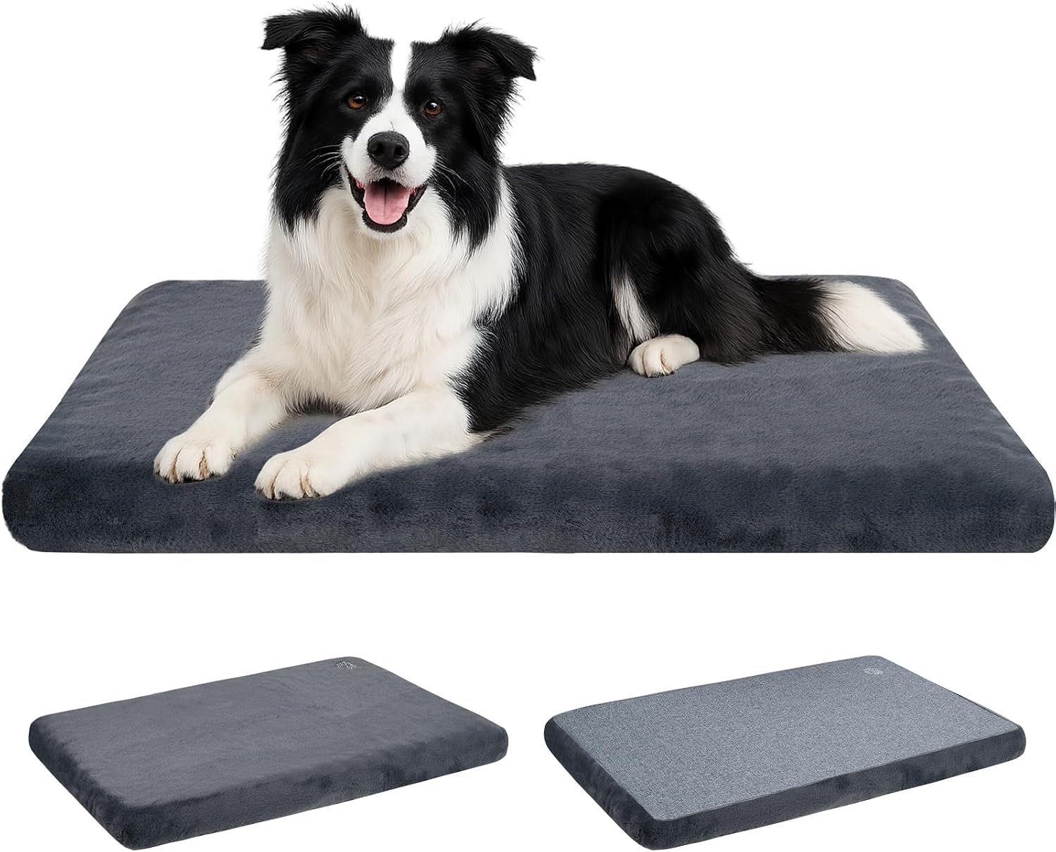 EMPSIGN Dog Bed Mat Crate Pad Mattress, Ultra Soft Pet Kennel, Grey, Large | Reversible(Cool & Warm), Waterproof Linings, Removable Machine Washable Cover, for 36″ Dog Crate, Firm Support