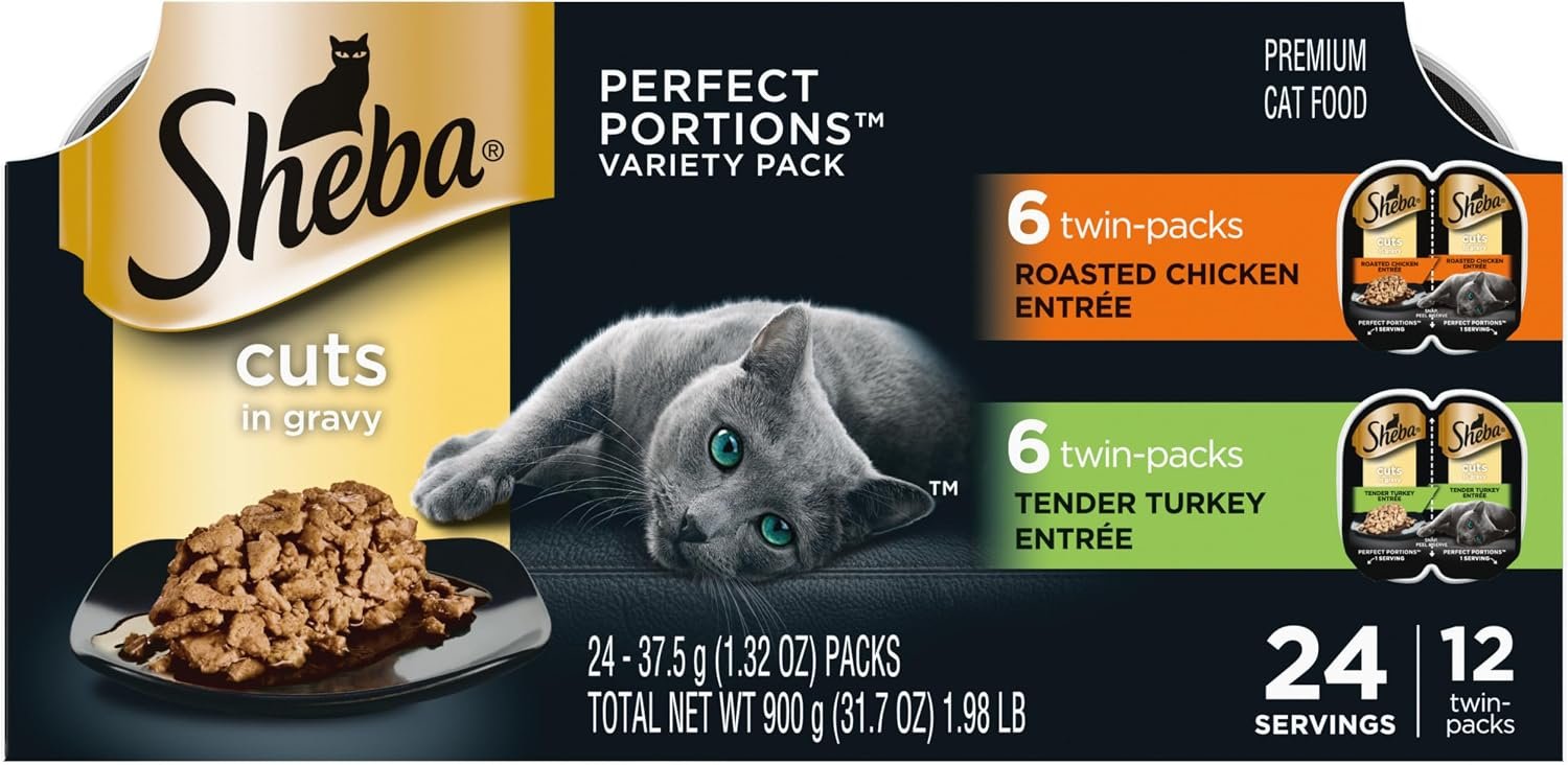 Sheba Perfect Portions Cuts Wet Cat Food, Chicken & Turkey, 2.6 oz, 12 ct