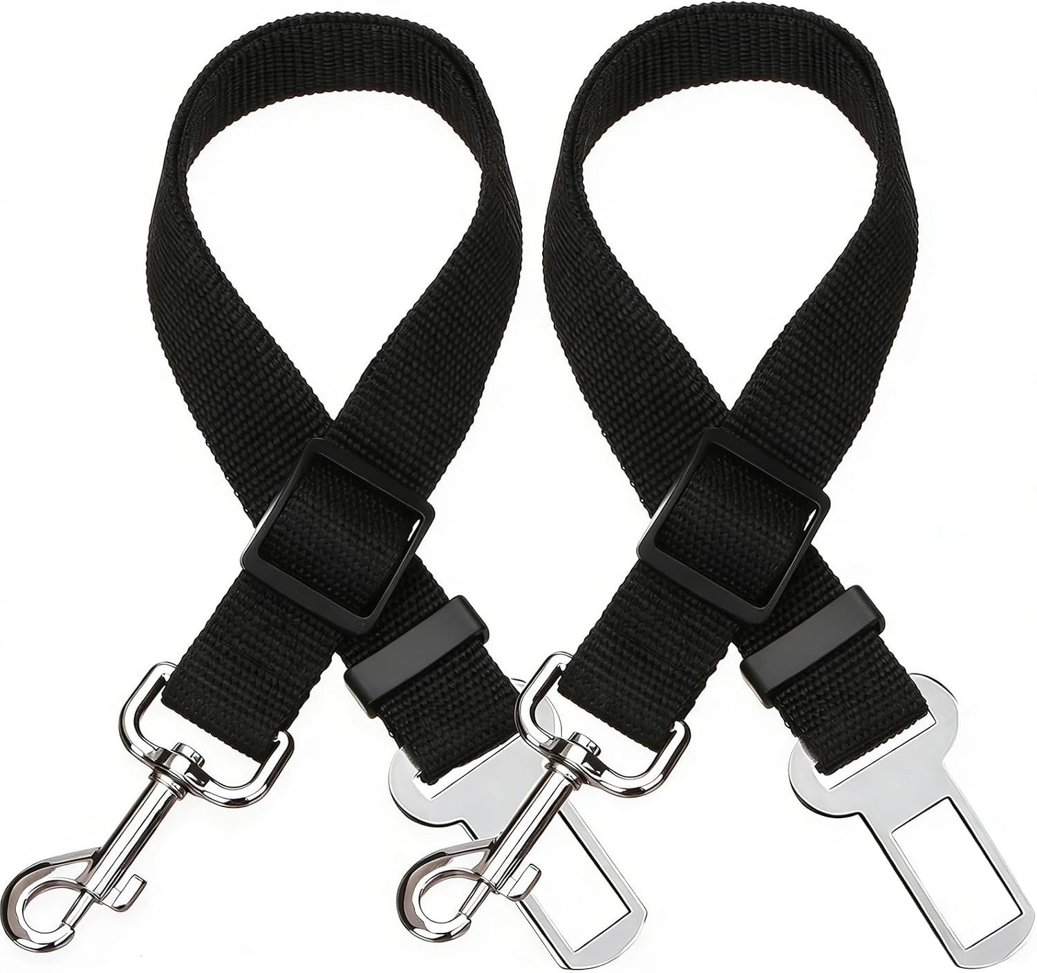 Elisel Elisel 2 Packs Adjustable Length Pet Dog Cat car seat Belt Pet seat Belt Pet Accessories for Dogs Cats and Pets (Black)