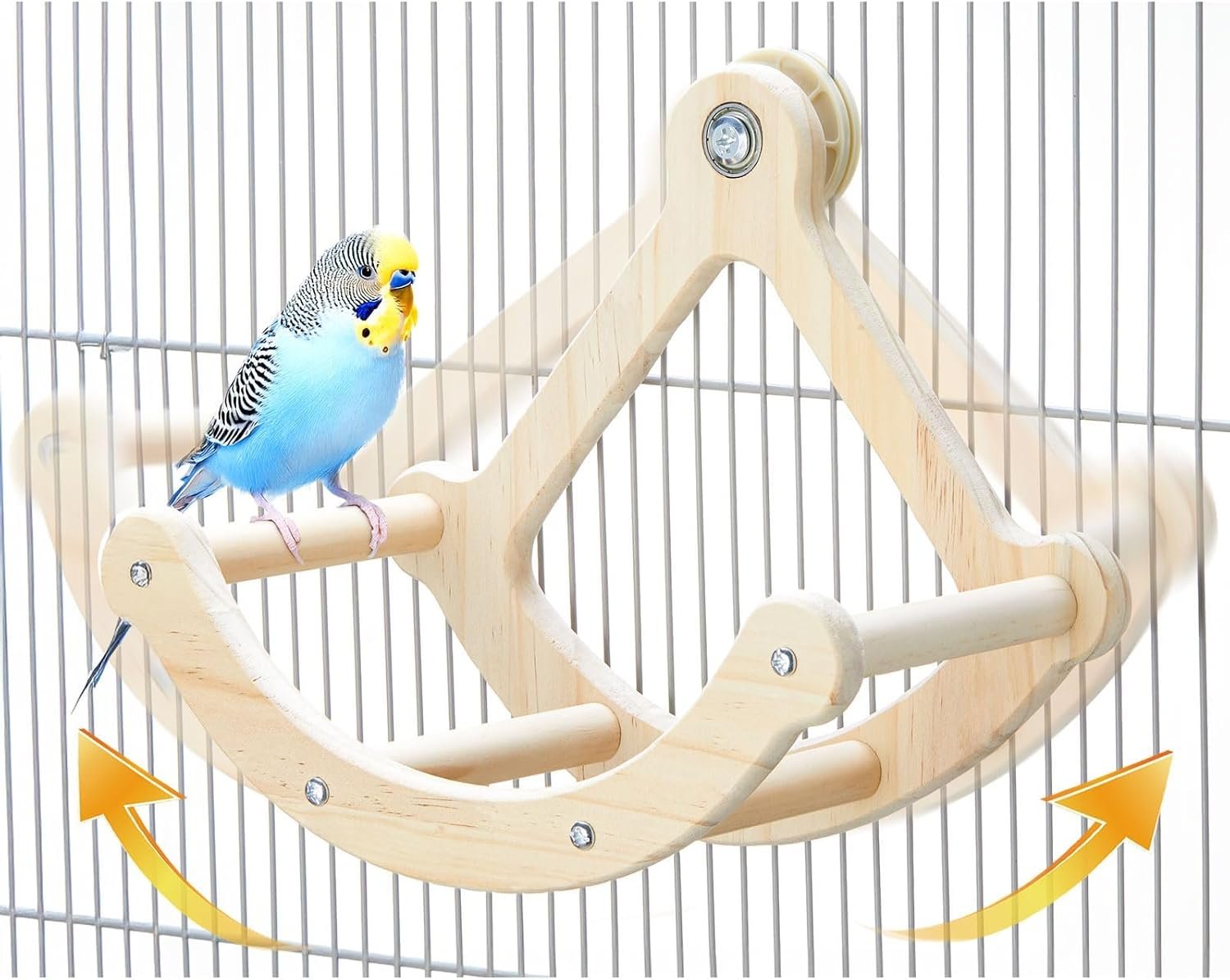 Bird Perch Toy, Wooden Interactive Rocking Parakeet Toys and Perches