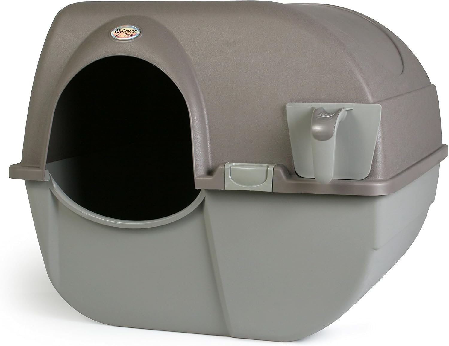 Omega Paw Roll ‘n Clean Self Cleaning Litter Box, Brown, Large
