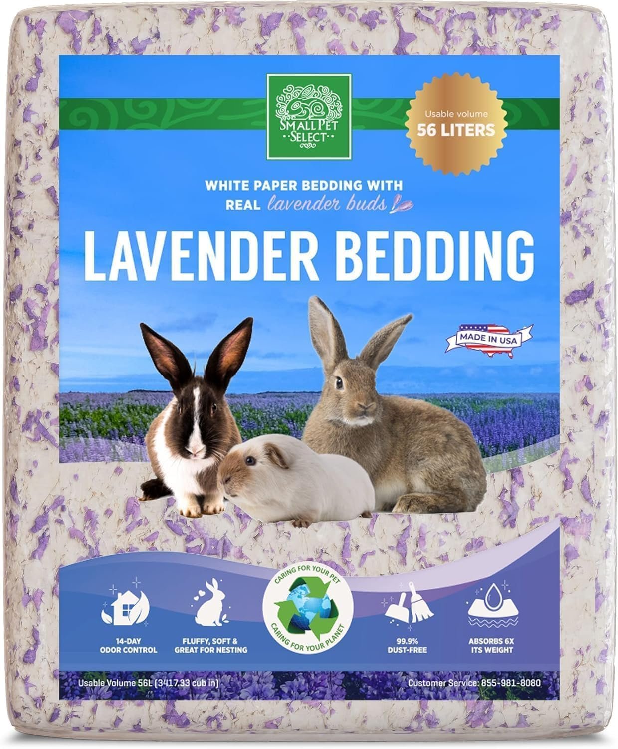 Small Pet Select Lavender Paper Bedding, Odor Control, 56 L