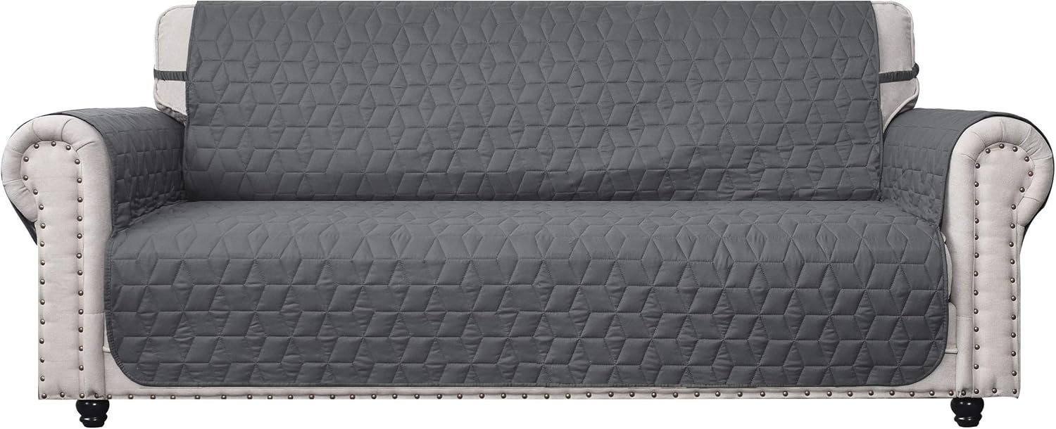 Ameritex Sofa Cover Waterproof 100% Nonslip Quilted Furniture Protector Slipcover for Dogs, Children, Pets Sofa Slipcover Machine Washable (Dark Grey, 78”)