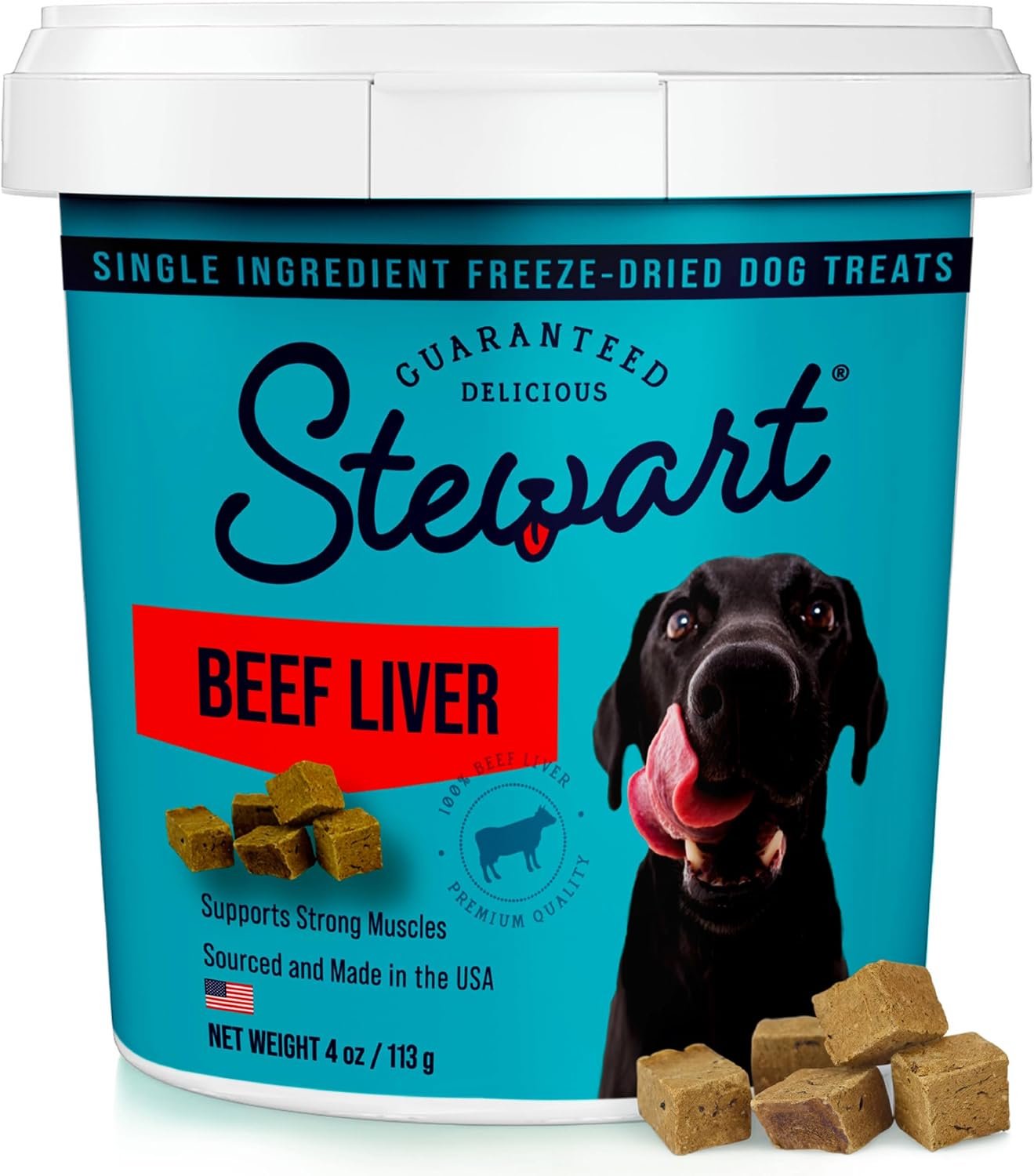 Stewart Freeze Dried Dog Treats, 100% Beef Liver, 4 oz Tub