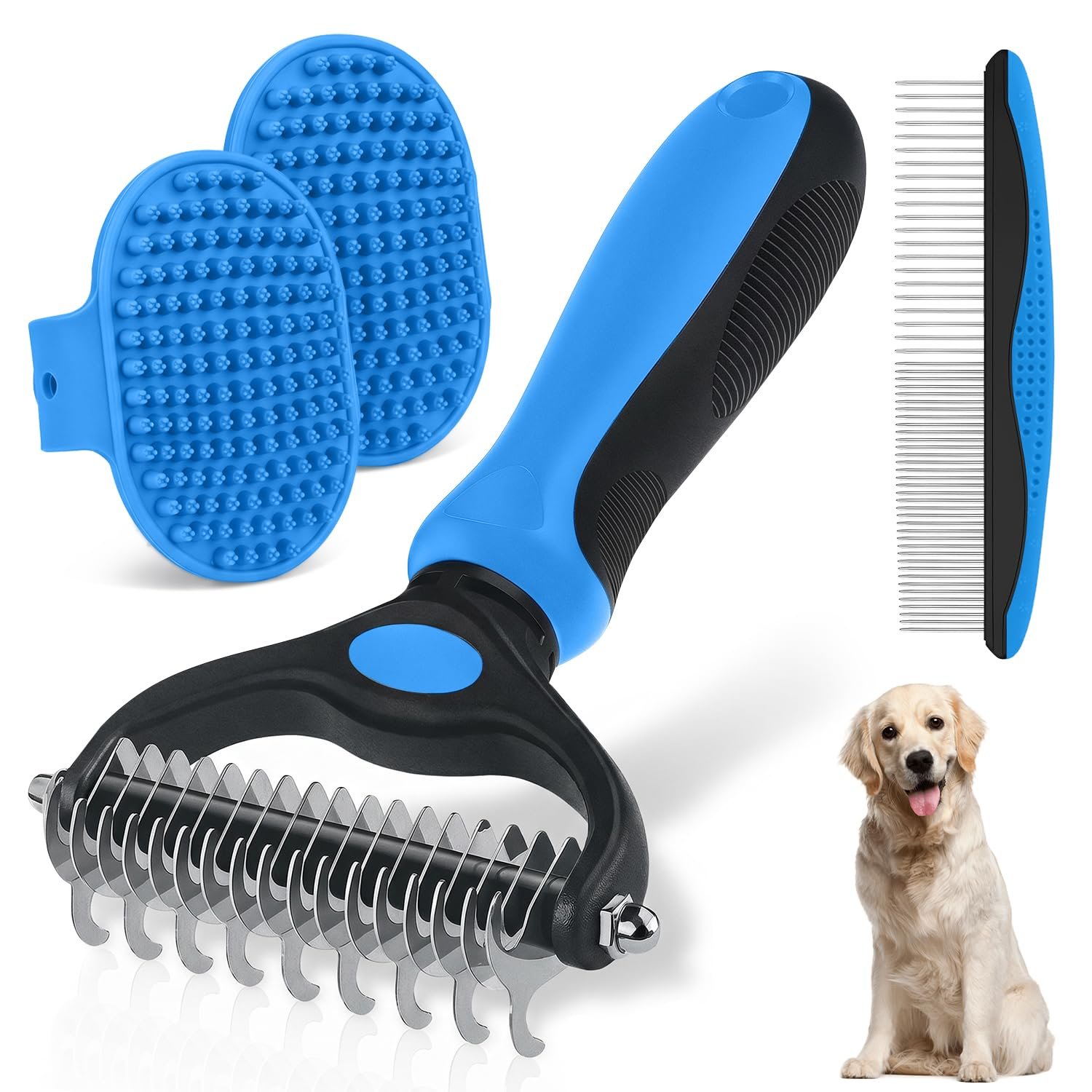 Blue Pet Grooming Rake Metal Comb Grooming Brush for Dogs and Cats