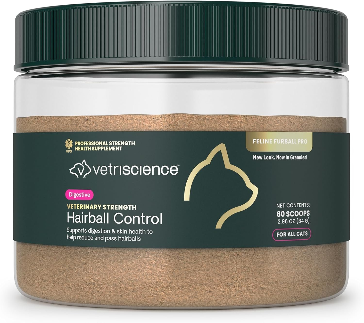 VETRISCIENCE Vet Strength Hairball Control for Cats, 60 Scoops