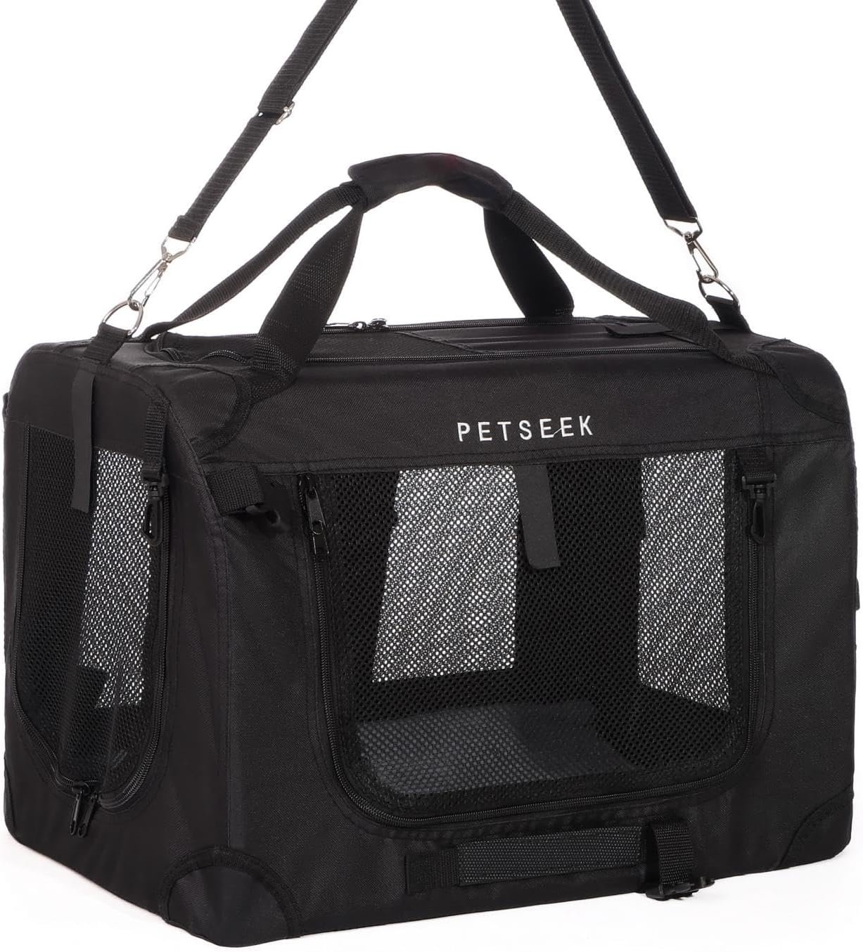 Large Cat Carrier, Portable Soft Sided Road Car Carrier, for Small Dog or Big Cats, 20″x13″x13″ Outside Folding Comfortable Design, Black