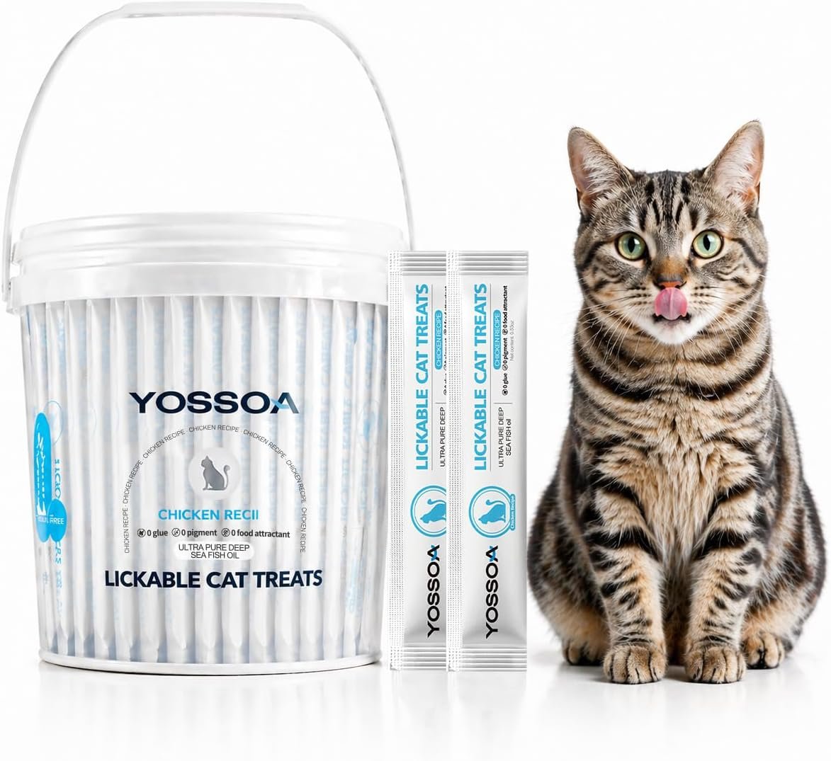 100tubes Cat Treat Lickable, Omega-3 Fish Oil for Skin and Coat Health Squeezable Creamy Purée Cat Treat Real Chicken Puree Lickables Bulk Wet Squeeze Treats for Kittens Healthy Grain-Free
