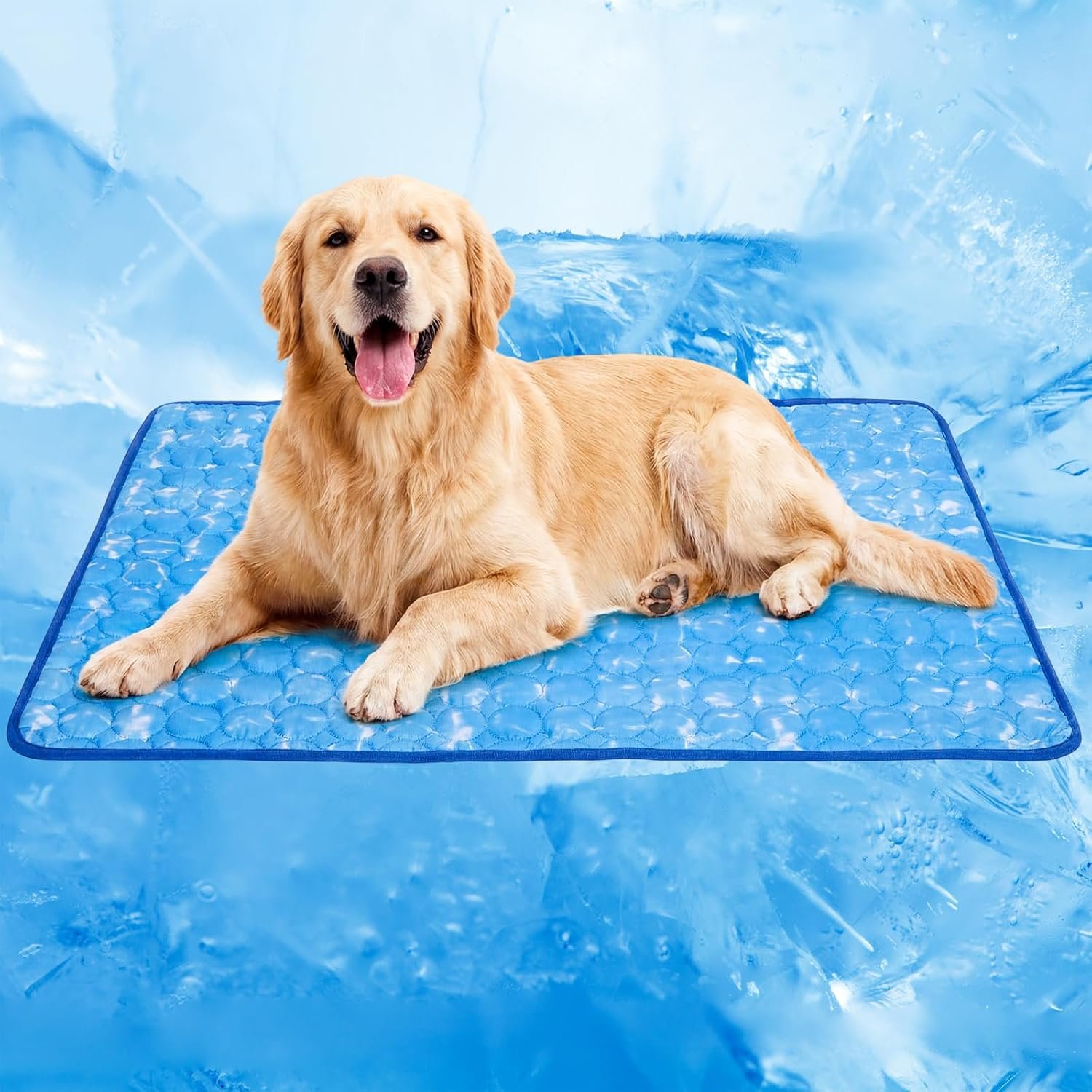 Dog Cooling Mat, Large Cooling Pad for Dogs Cats, Portable Self Cooling Dog Bed Cooling Blanket, 40″ x 28″ Washable Summer Pet Mat, Indoor Outdoor Green Pet Cooling Mat for Hot Summer