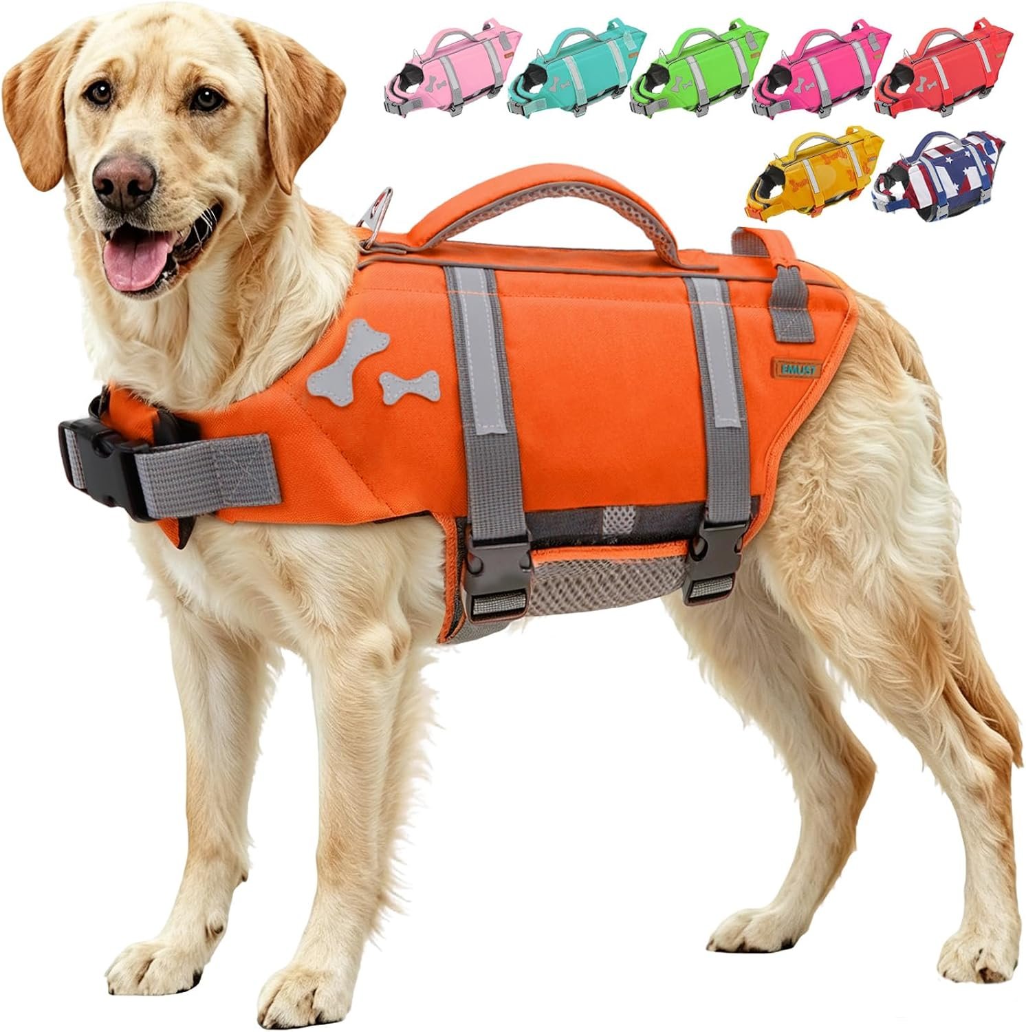 EMUST Dog Life Preserver, Superior Buoyancy Dog Flotation Vest for Dogs