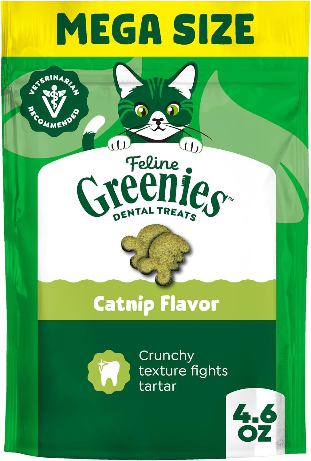 Greenies Feline Natural Dental Cat Treats, Catnip Flavor, 4.6 oz