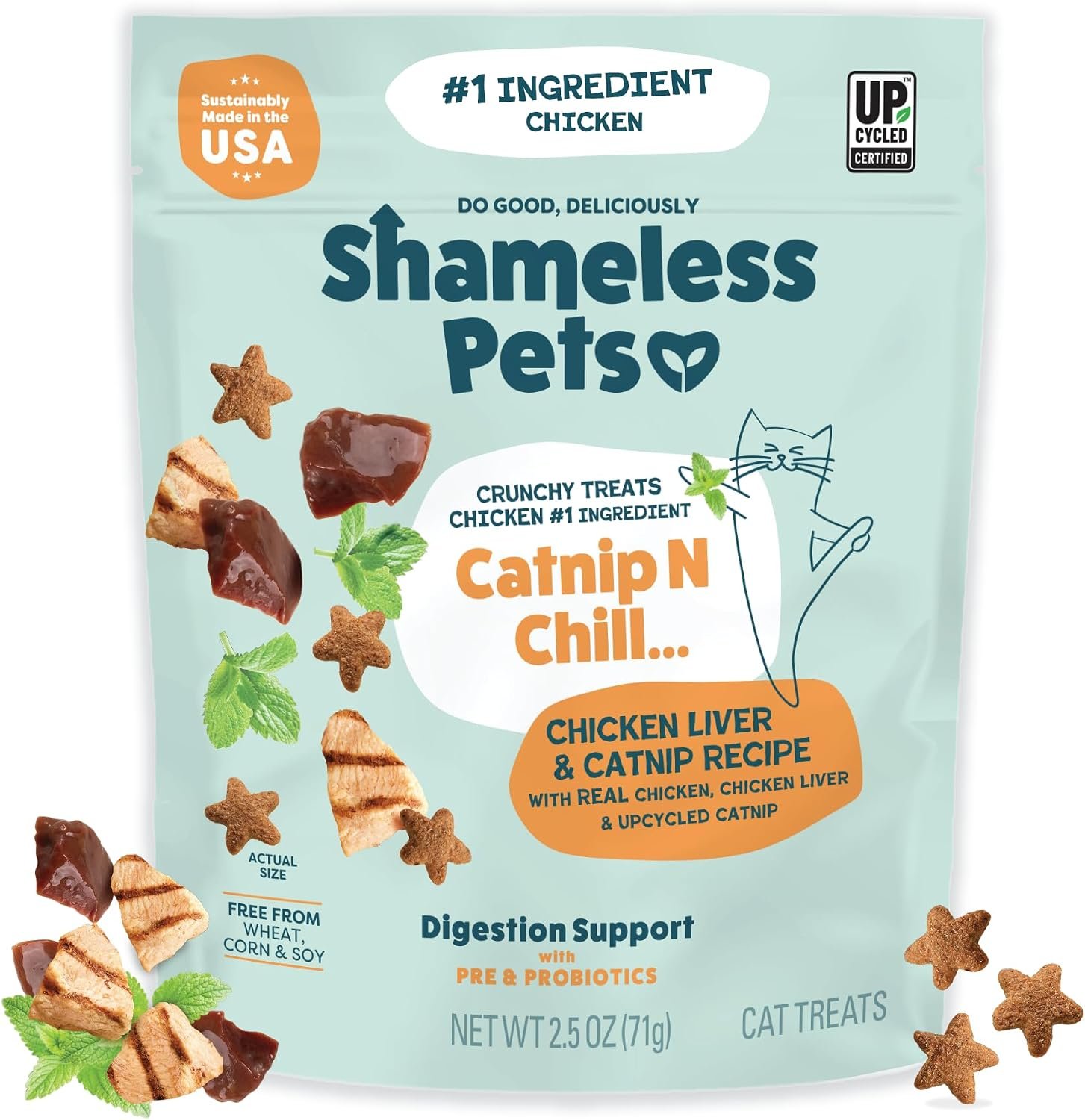 Shameless Pets Catnip N Chill Chicken Liver Crunchy Cat Treats, 1-Pk