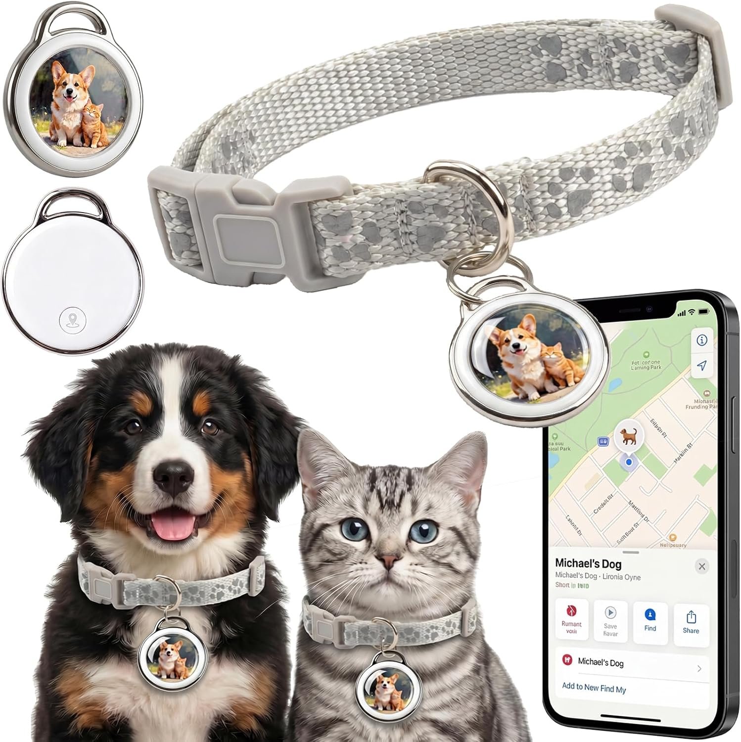 GPS Tracker for Dogs & Cats Smart Collar Real-Time Tracking No Monthly Fee