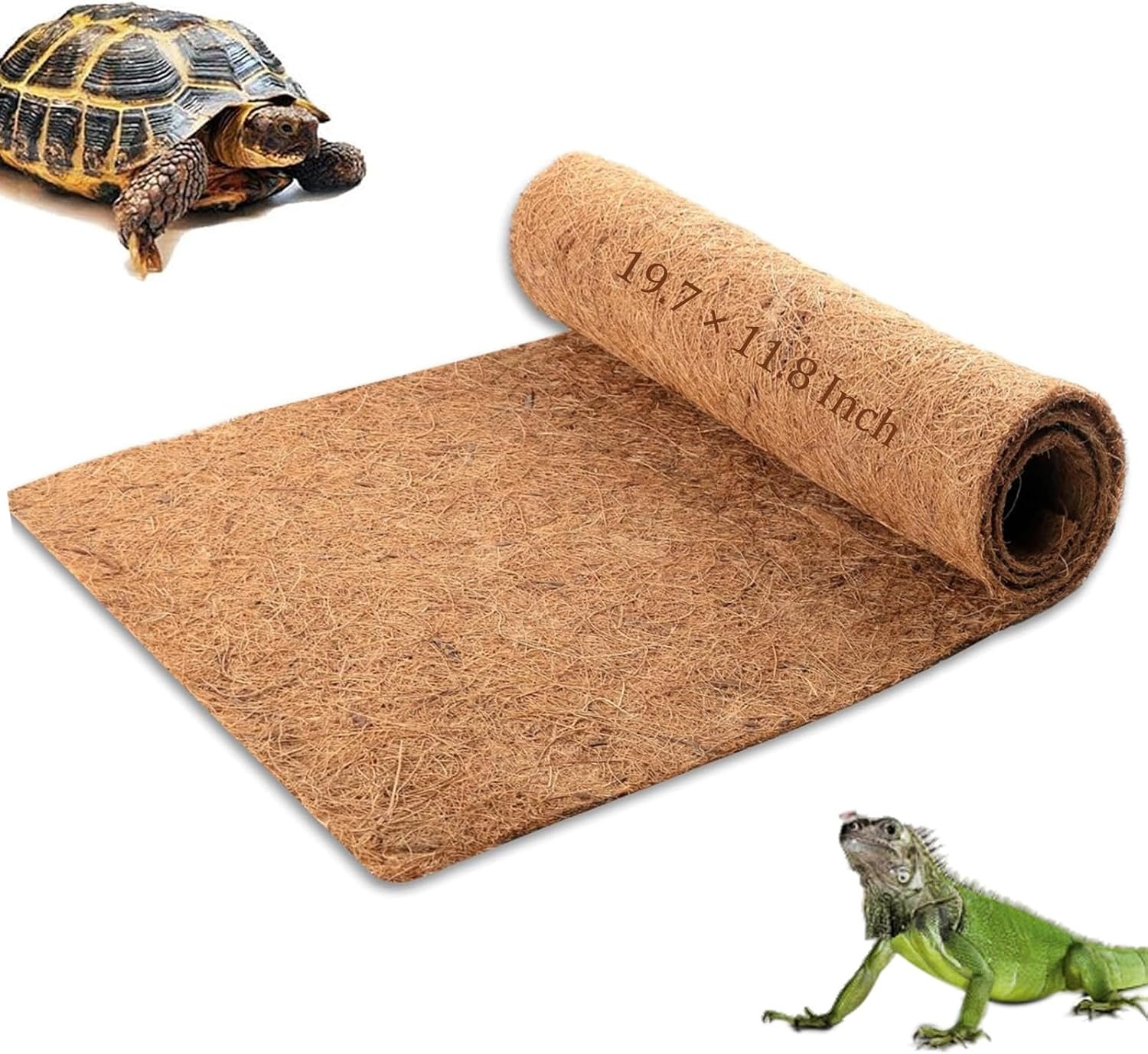 Hamiledyi Reptile Carpet Mat 19.7×11.8in Coconut Fiber Substrate Lizard Cage Pad Tortoise Substrate Liner Snake Coco Liner for Bearded Dragon Gecko Turtle Chamelon Iguana
