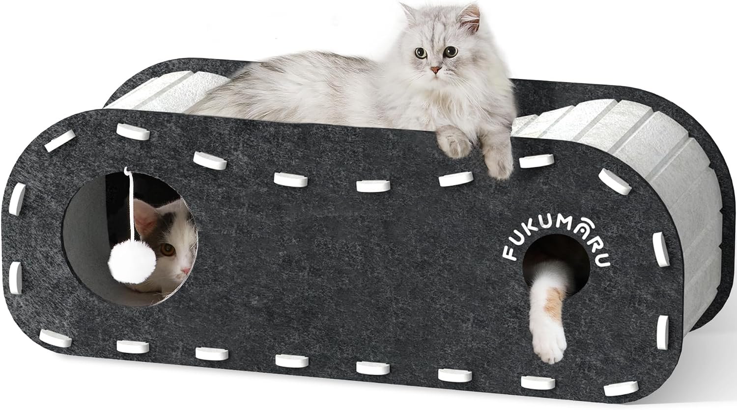 FUKUMARU Cat Bed Cave Tunnel, 31.5 Inch, Cat House Condo Indoor, Black
