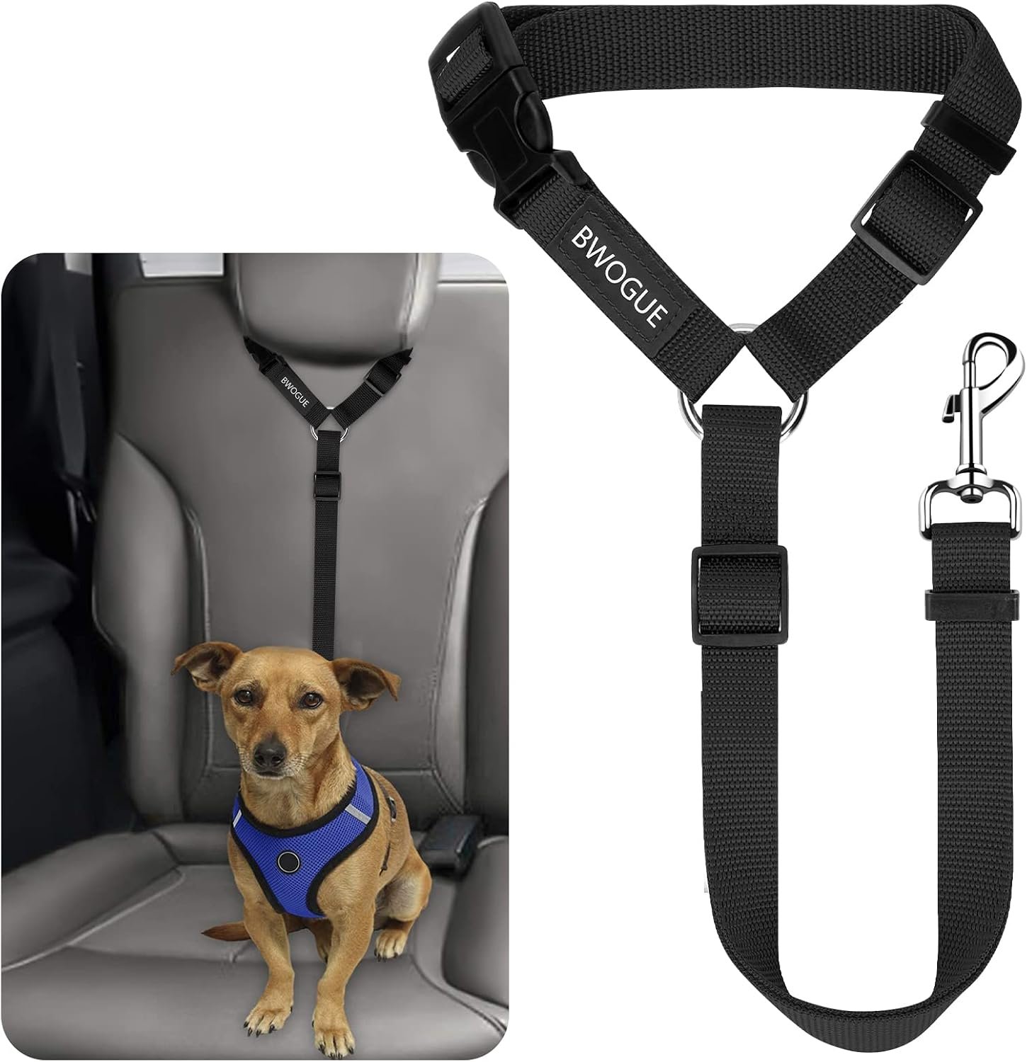 BWOGUE Dog Seat Belt for Car, Headrest Restraint Safety Lead, Dogs Cats