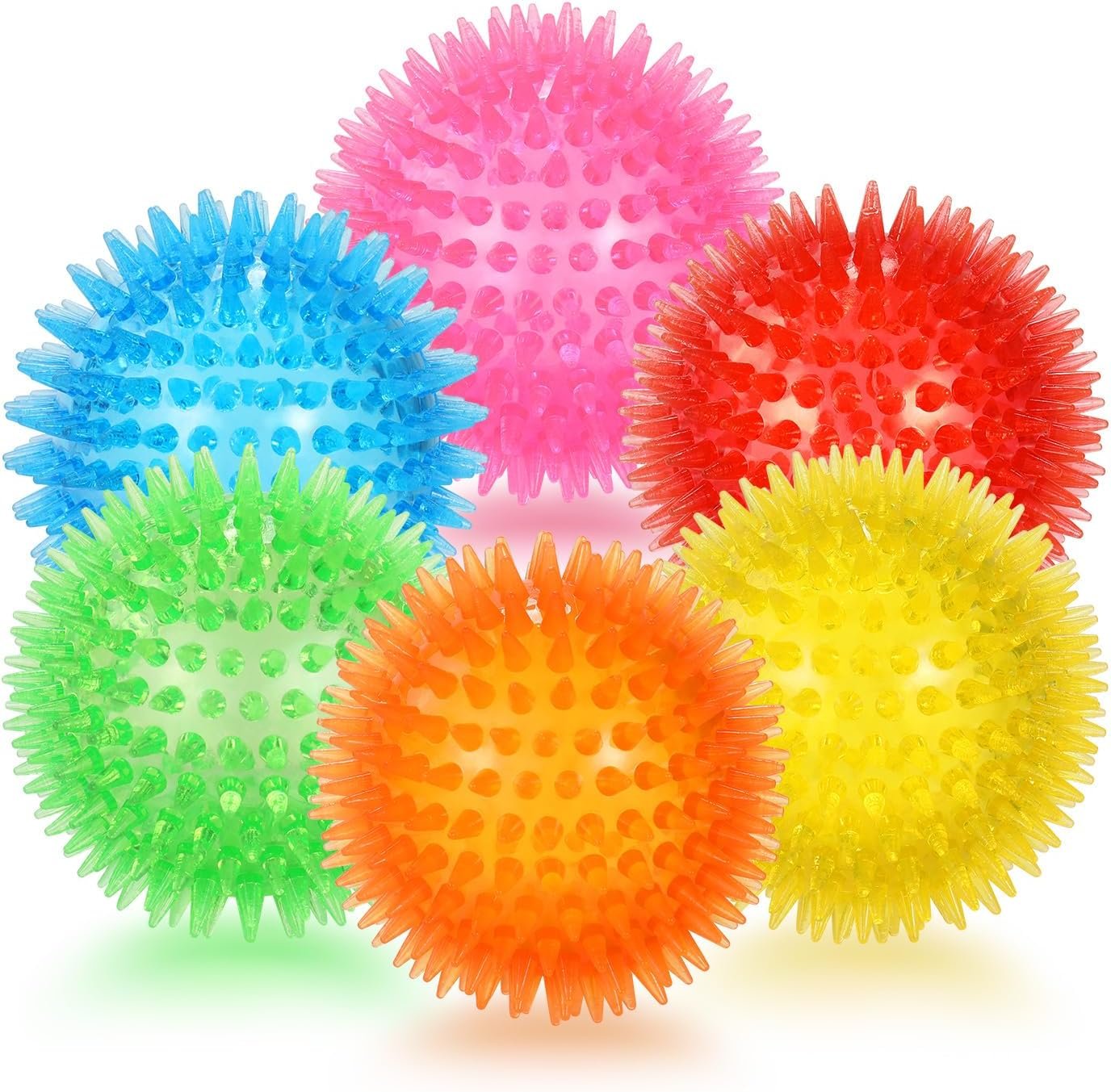 petizer 6 Pack 3.5” Squeaky Dog Toy Balls, Floating Pool Balls, Spiky Dog Balls, Durable Interactive Fetch Toys for Puppy, Dog Chew Toys for Teething (3.5″, Medium/Large)