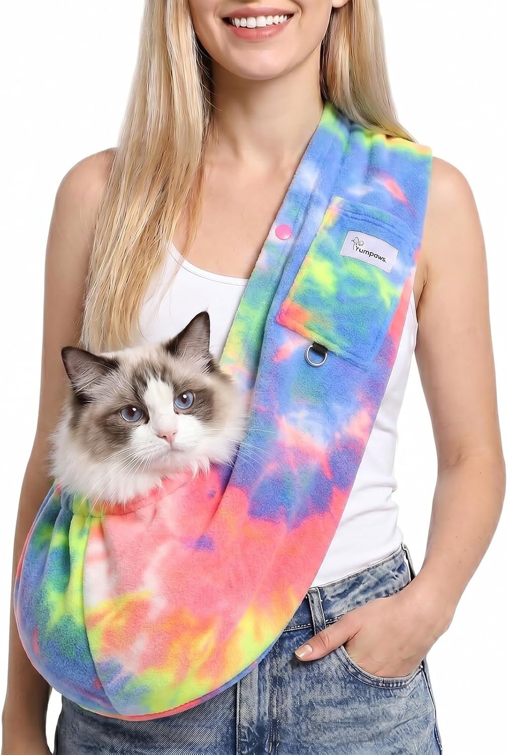 Hands-Free Cat Sling Carrier for Small Dogs & Cats, Soft Fleece
