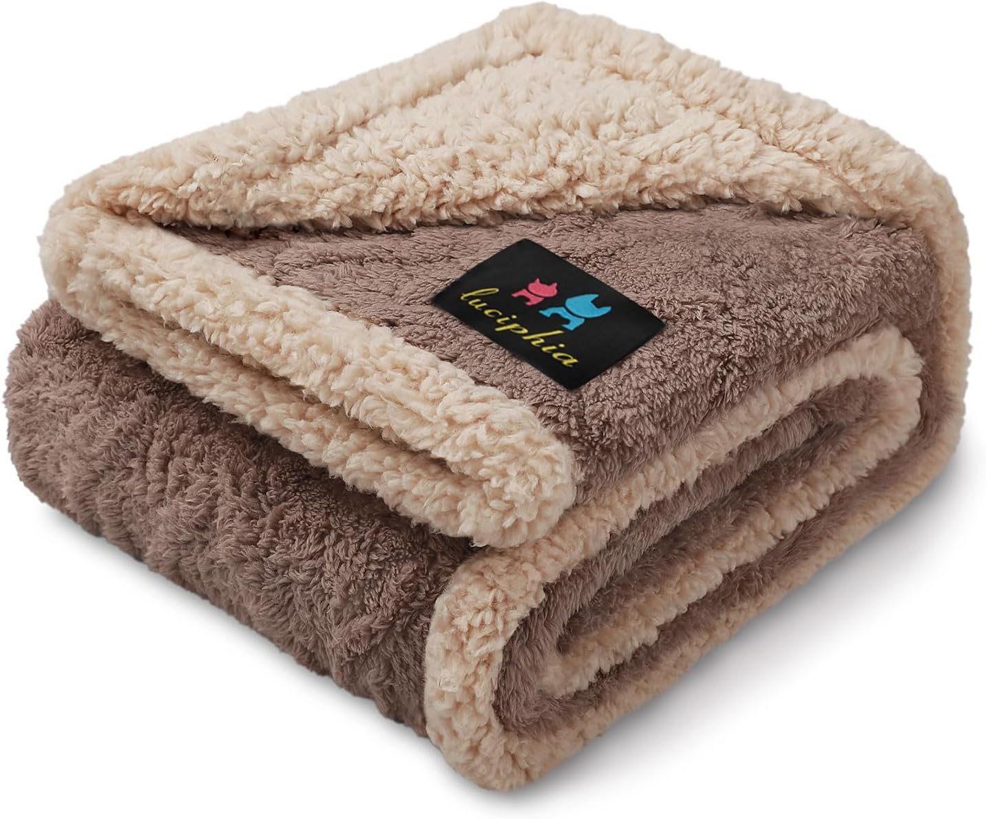 Luciphia Waterproof Dog Blanket, Reversible Sherpa Fleece for Couch Cover