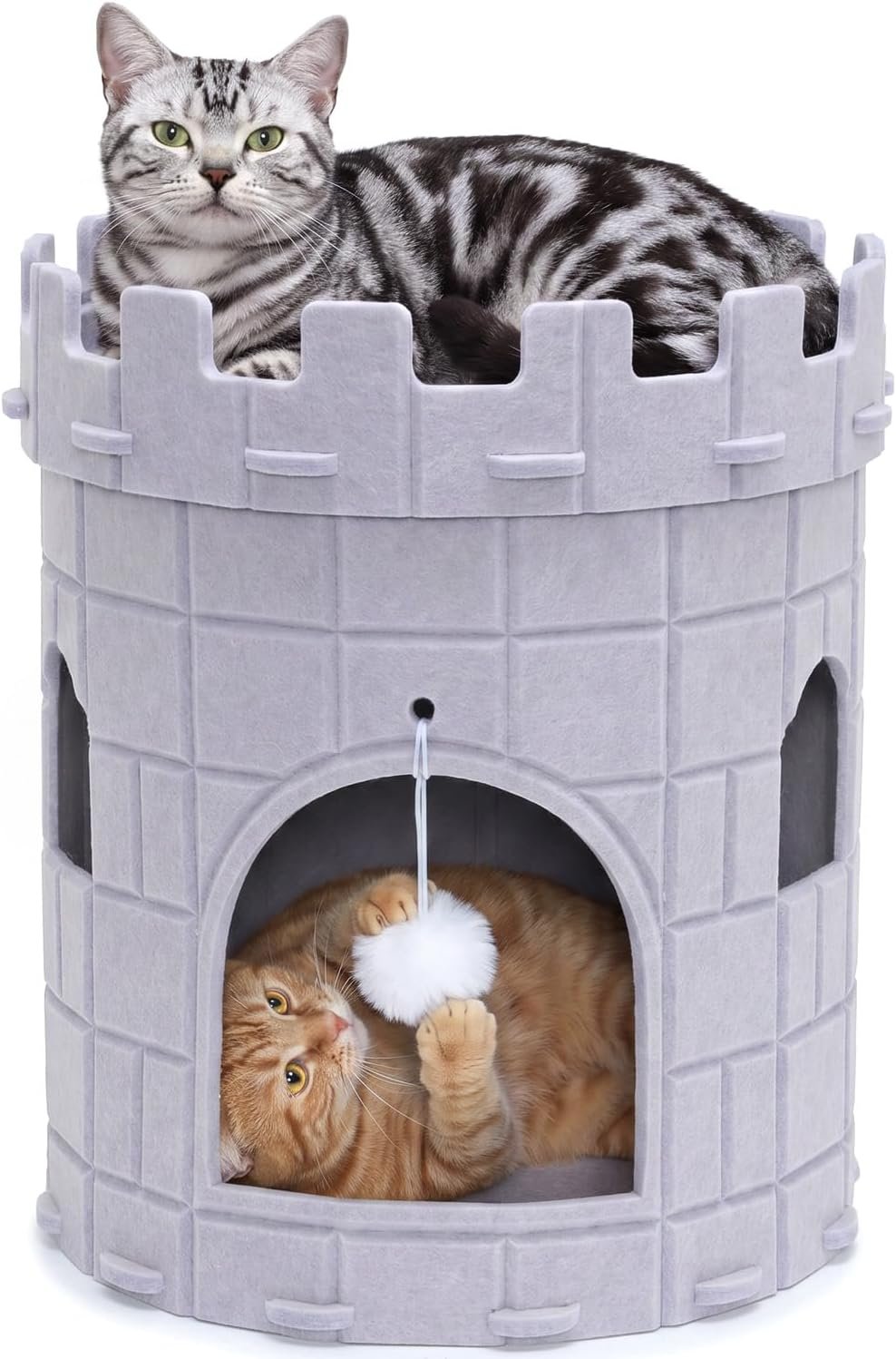 Cat House for Indoor Cats, Felt Cat Bed Cave with Hanging Ball