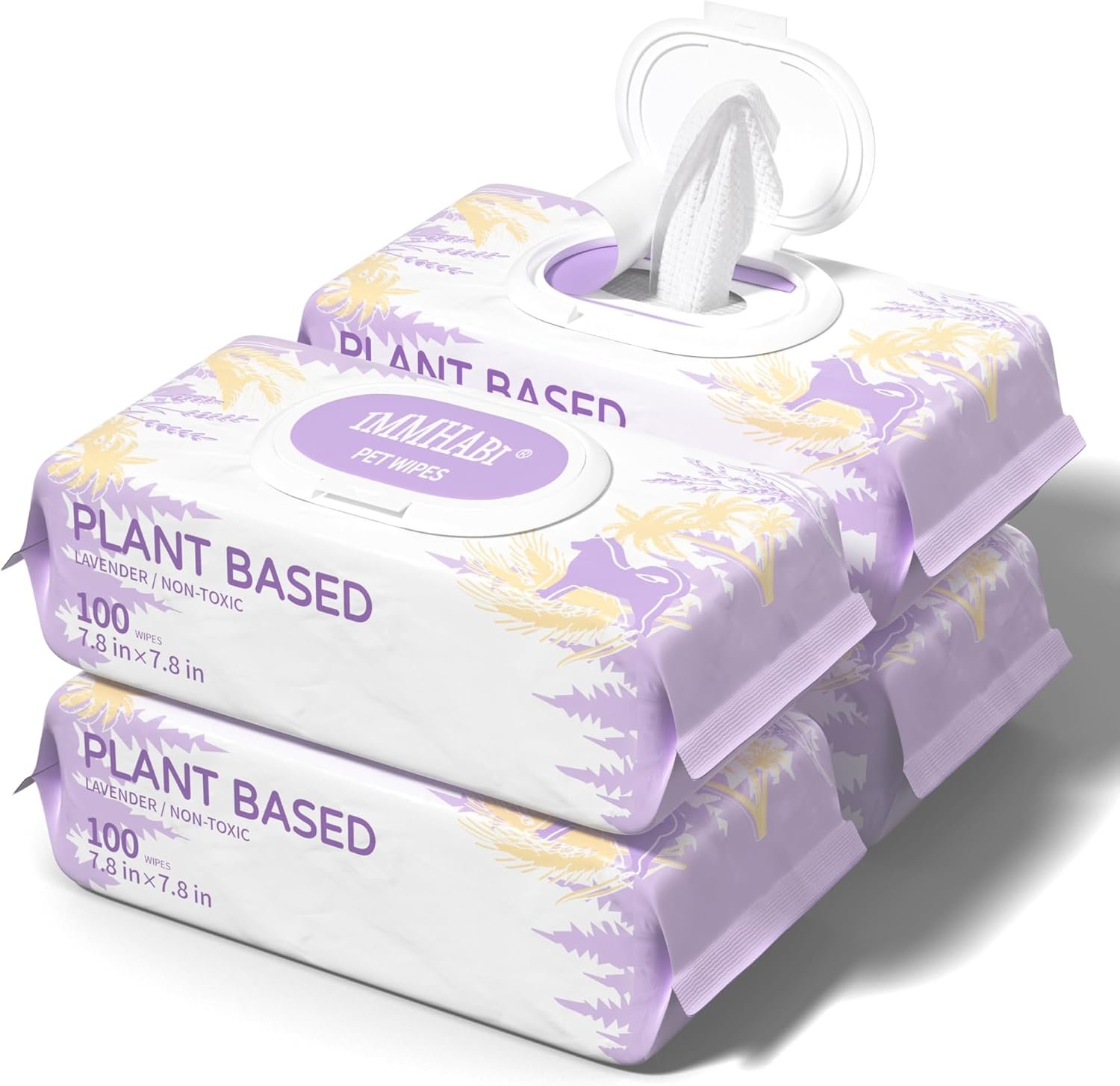 IMMHABI 400 Count Lick-Safe Dog Wipes, Lavender Plant-Based Hypoallergenic Dog Wipes for Paws, Butt, and Anal Gland Care, Cleansing & Deodorizing for Puppies