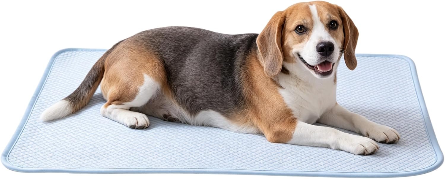petfelix FrostEase Dog Cooling Mat, Cooling Dog Bed and Cooling Pad for Dog and Cat with Qmax 0.4 Yarn, Breathable 3D Airflow Layers, Machine Washable Non Slip Base for Pets, Blue, M, 28″*20″